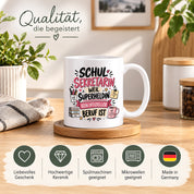 Herzbotschaft Tasse Schulsekretärin Geschenk mit Spruch 330 ml
