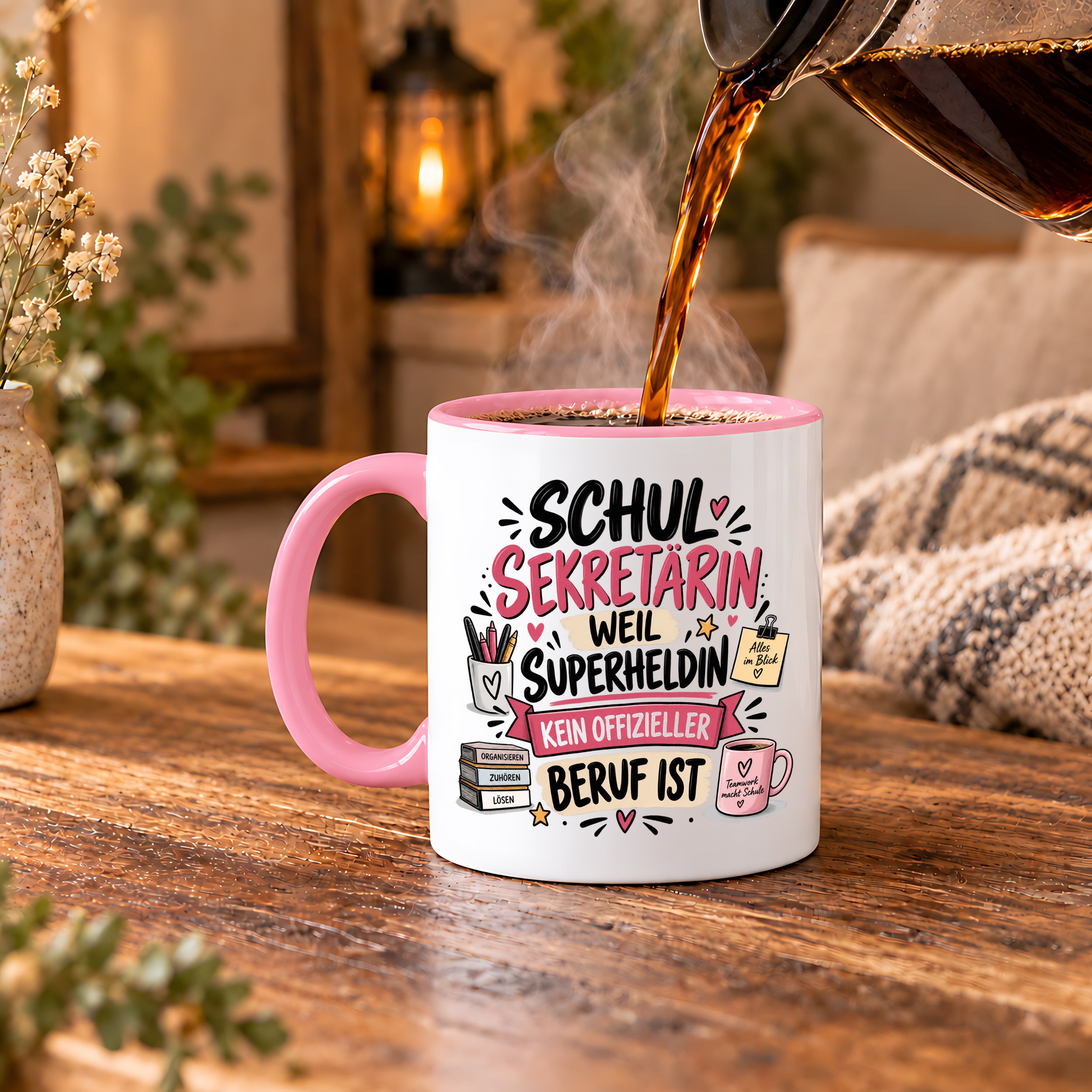 Herzbotschaft Tasse Schulsekretärin Geschenk mit Spruch 330 ml