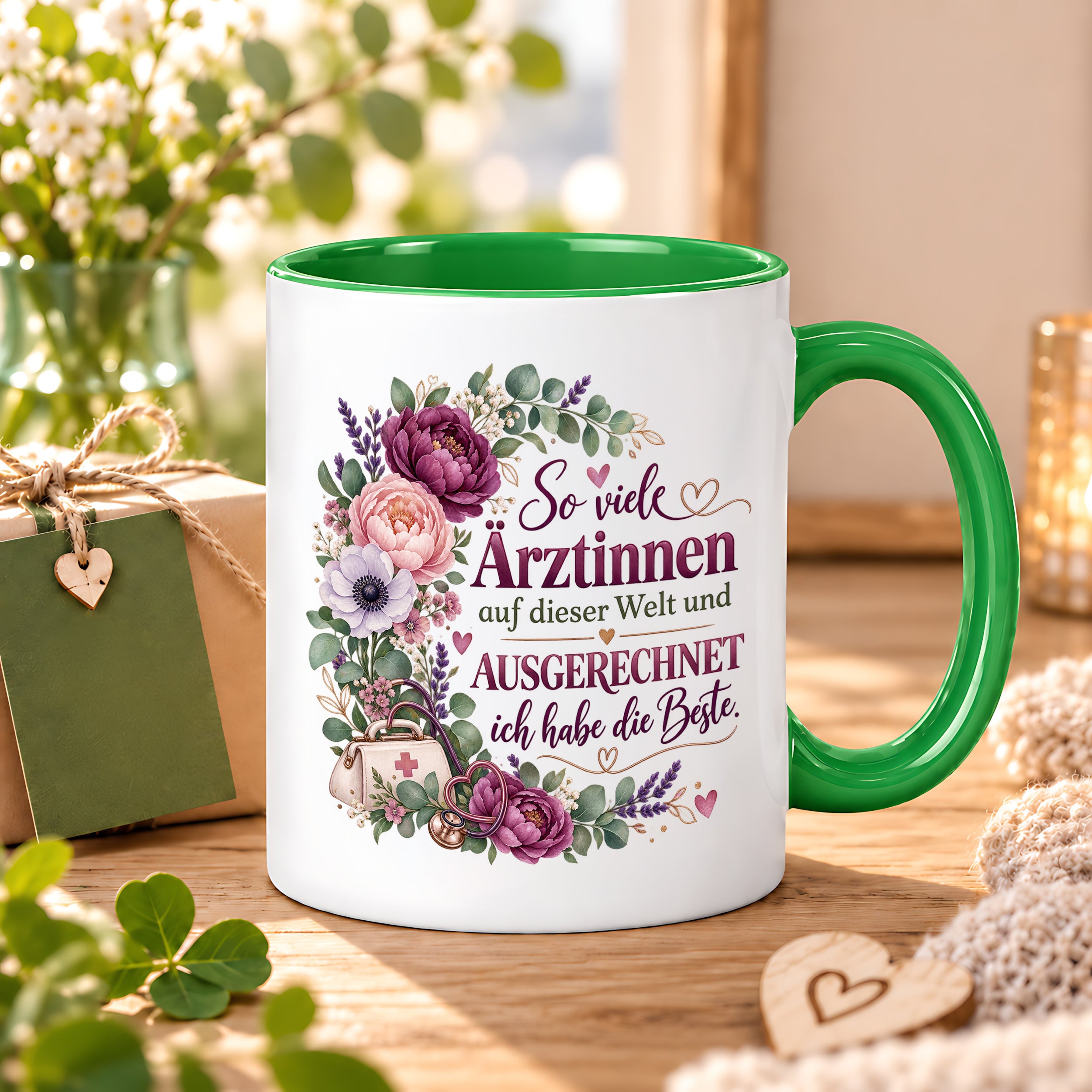 Herzbotschaft Tasse Ärztin Geschenk Danke Beste Ärztin 330 ml