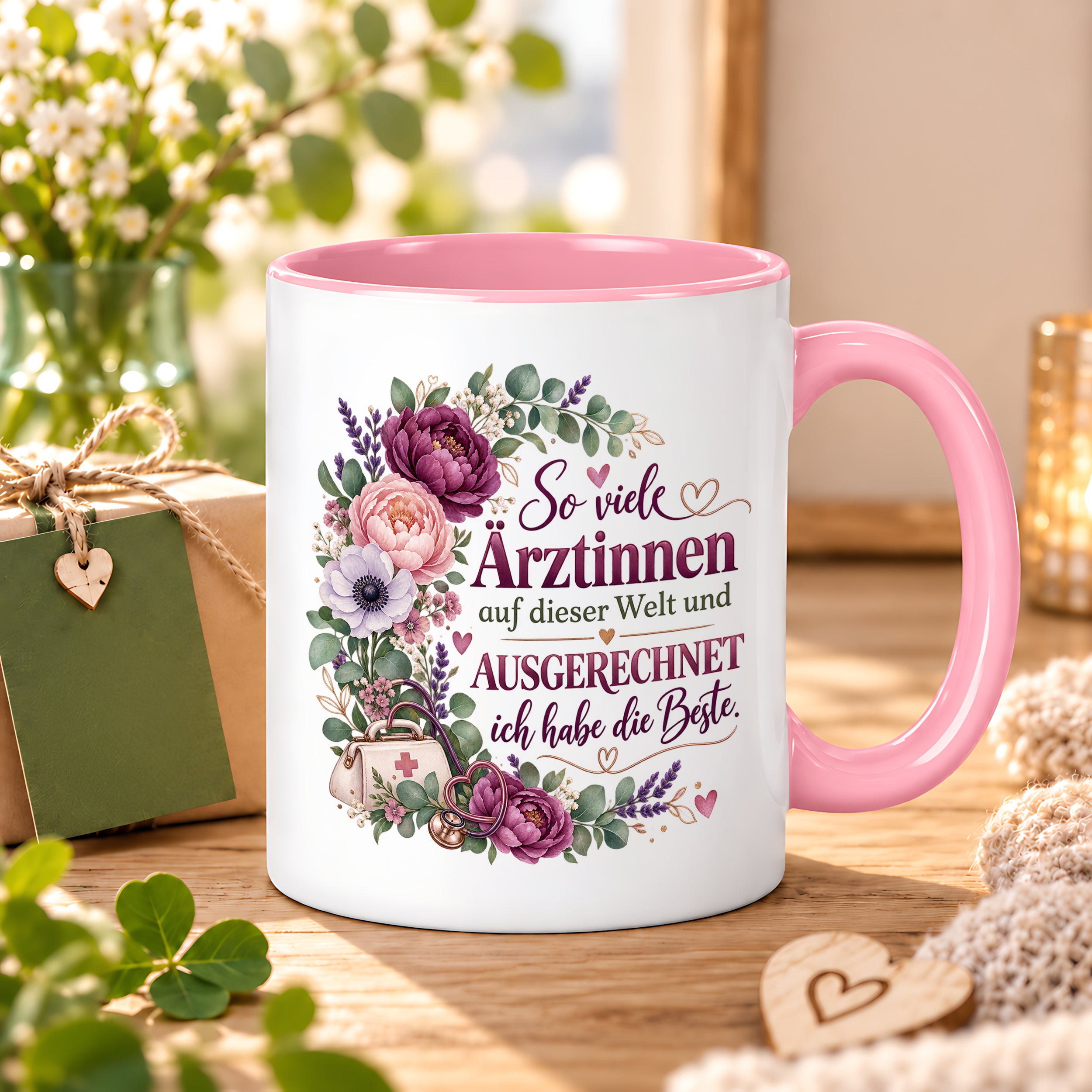 Herzbotschaft Tasse Ärztin Geschenk Danke Beste Ärztin 330 ml
