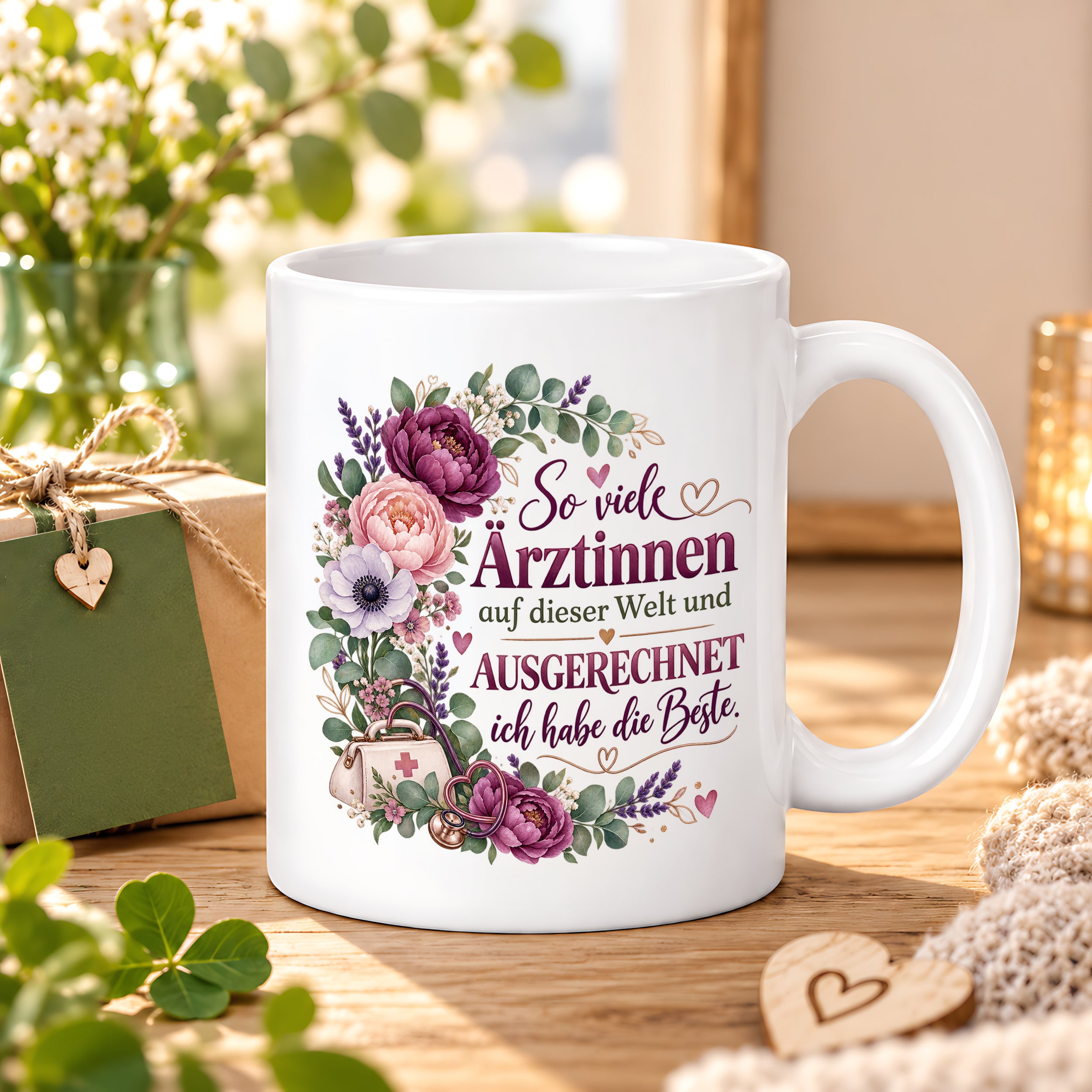 Herzbotschaft Tasse Ärztin Geschenk Danke Beste Ärztin 330 ml