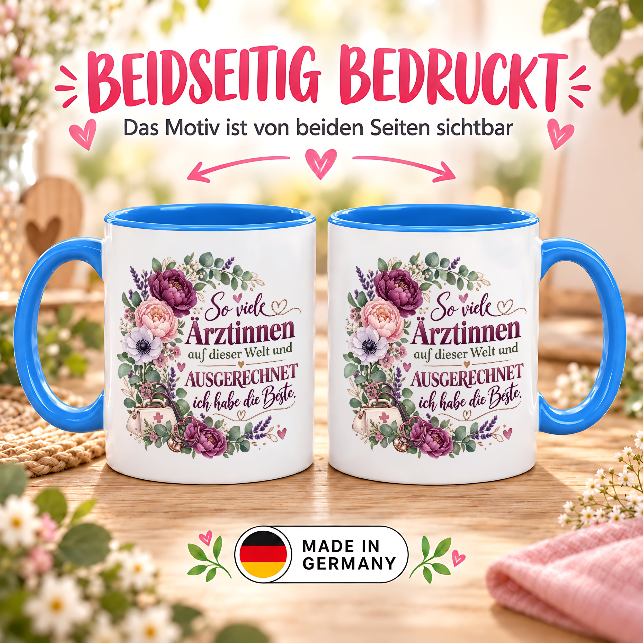 Herzbotschaft Tasse Ärztin Geschenk Danke Beste Ärztin 330 ml