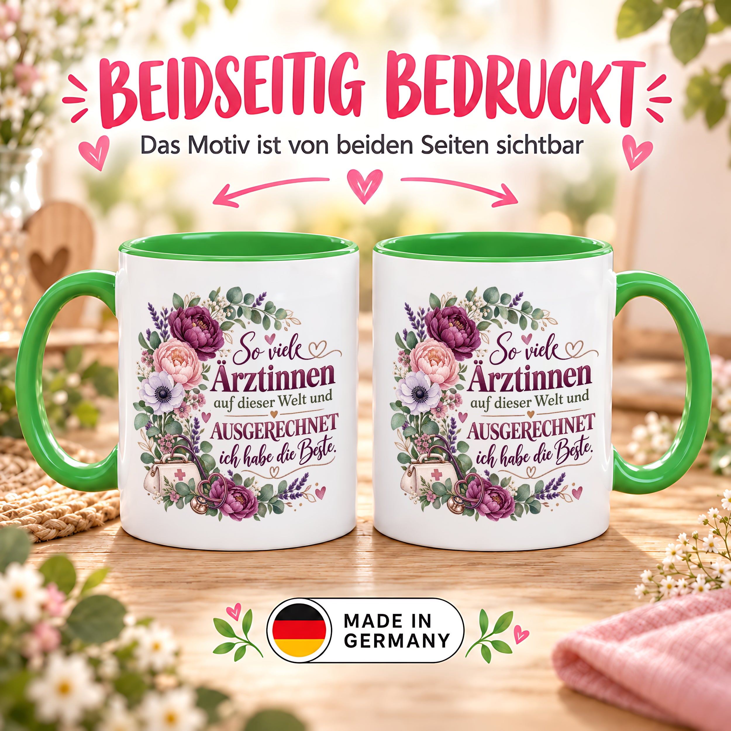 Herzbotschaft Tasse Ärztin Geschenk Danke Beste Ärztin 330 ml