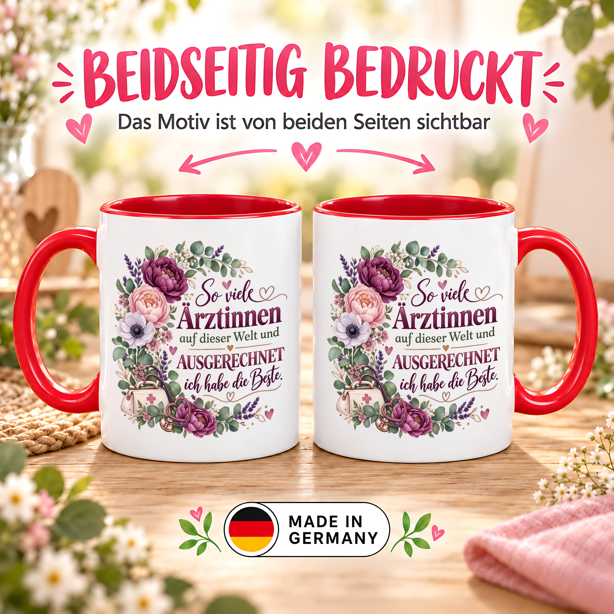 Herzbotschaft Tasse Ärztin Geschenk Danke Beste Ärztin 330 ml