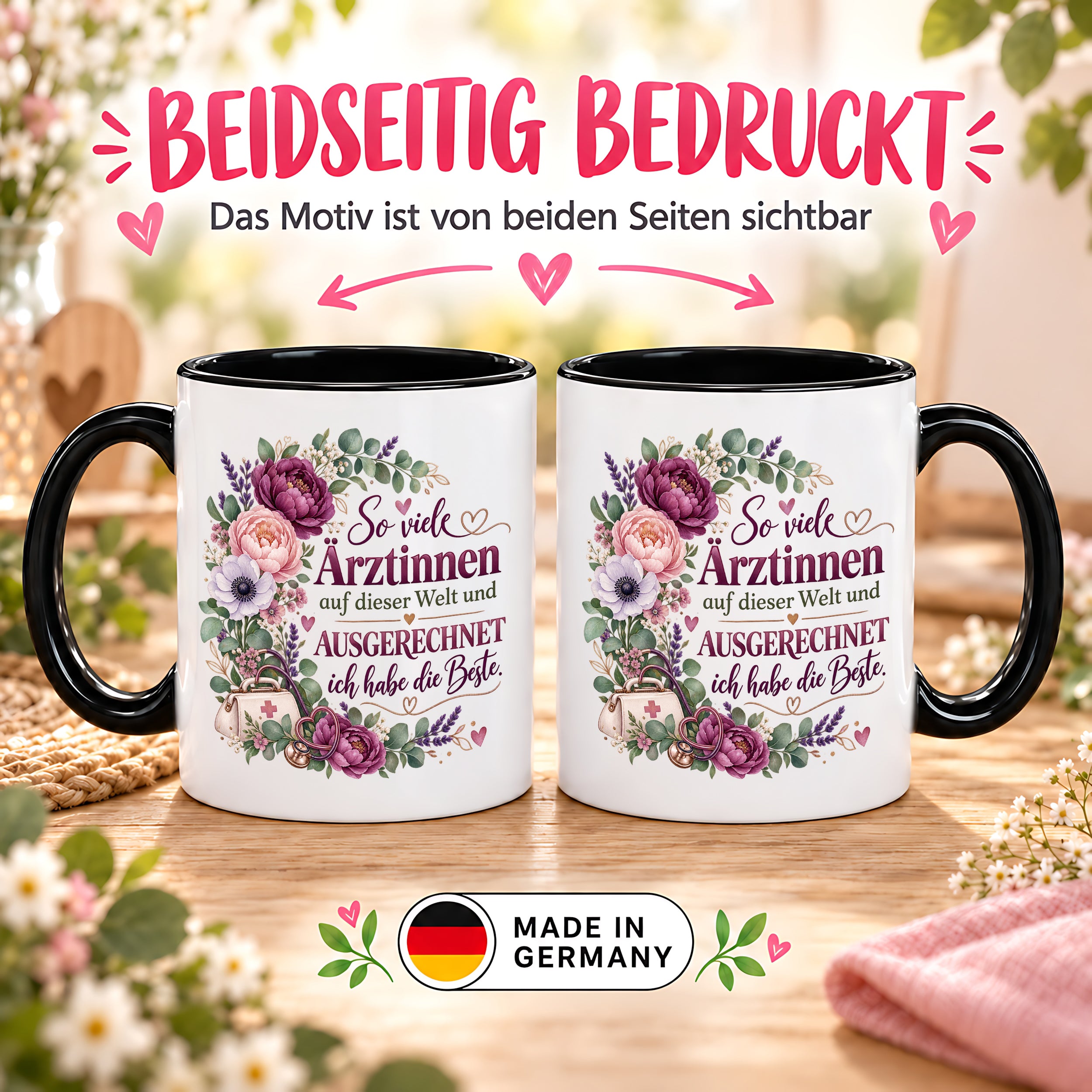 Herzbotschaft Tasse Ärztin Geschenk Danke Beste Ärztin 330 ml