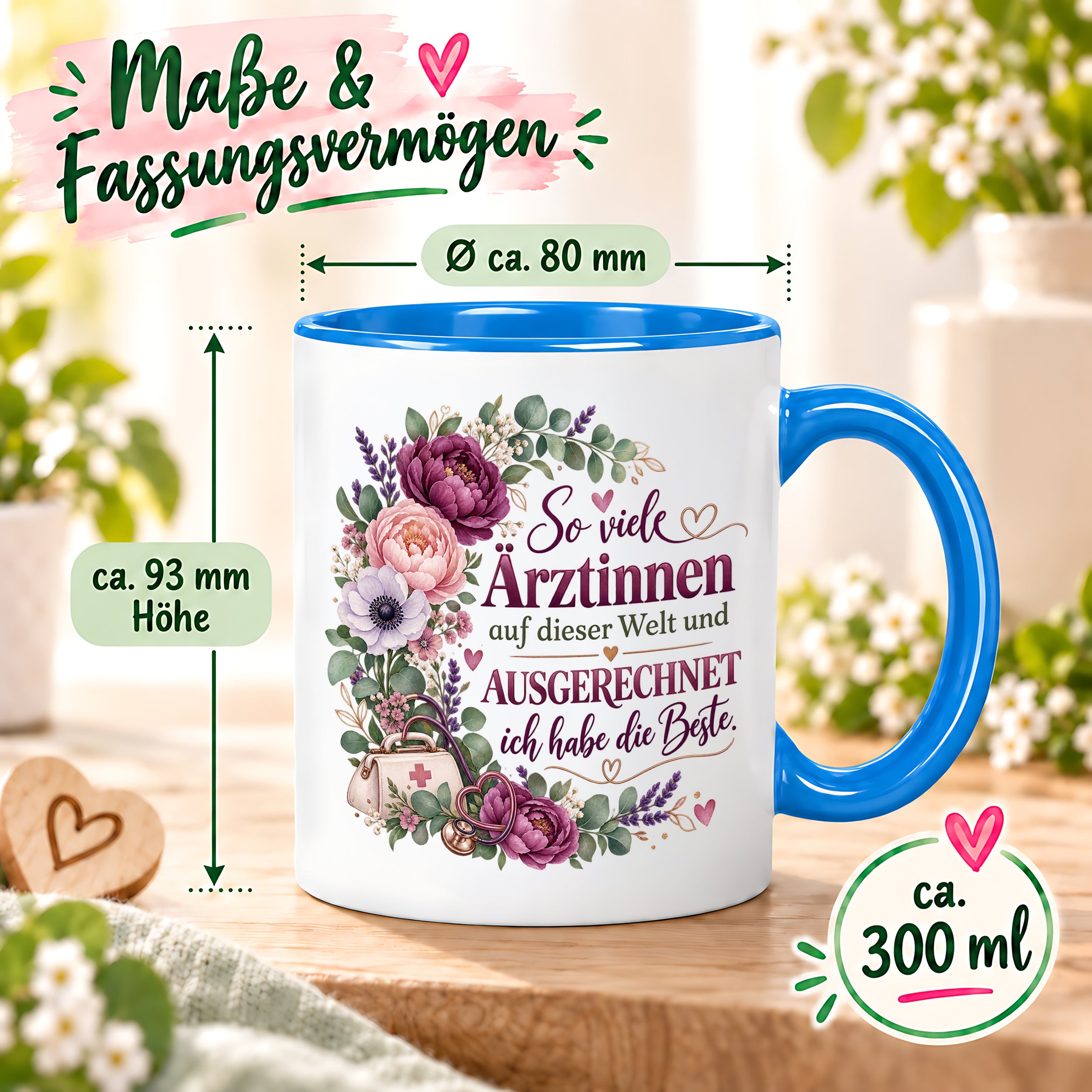 Herzbotschaft Tasse Ärztin Geschenk Danke Beste Ärztin 330 ml