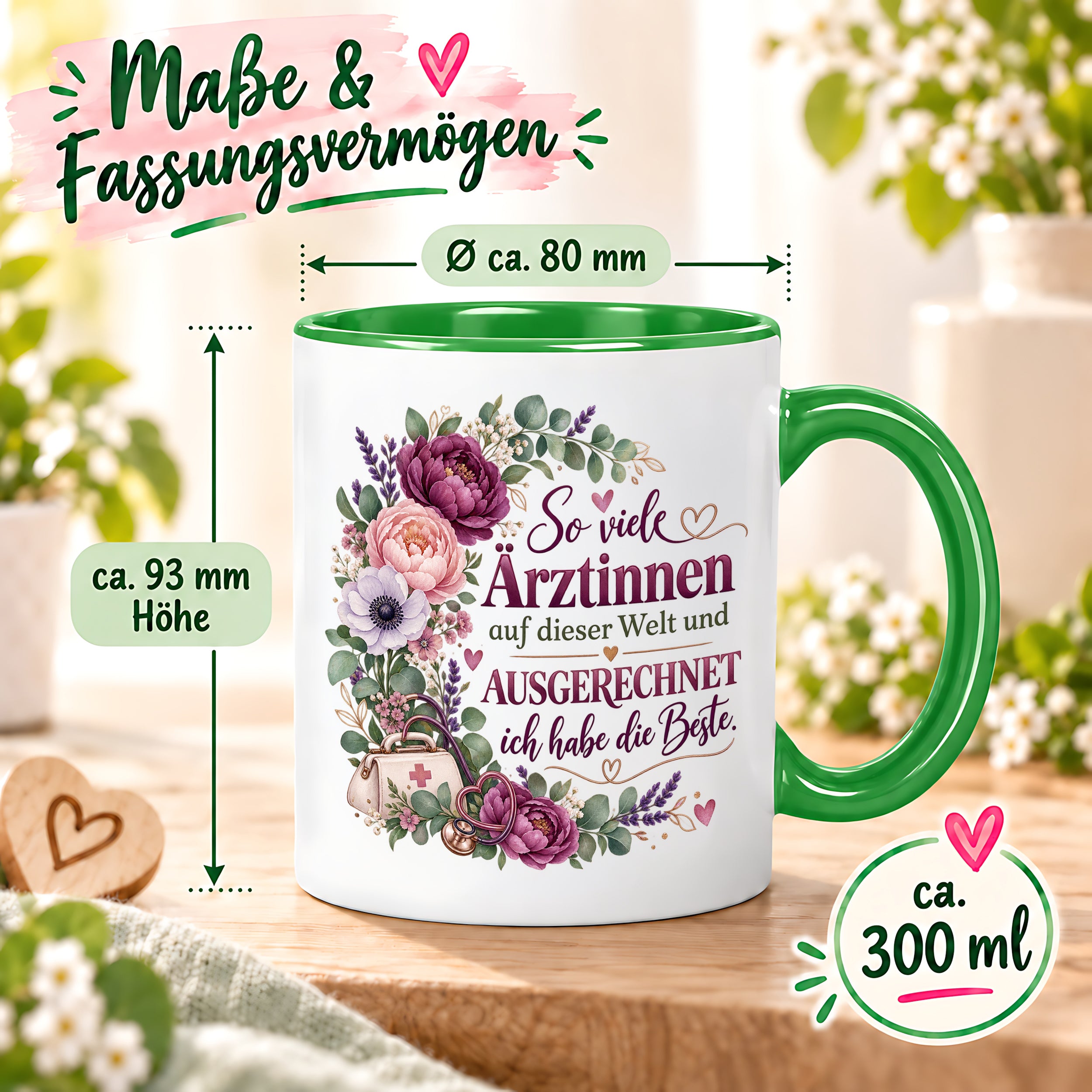 Herzbotschaft Tasse Ärztin Geschenk Danke Beste Ärztin 330 ml