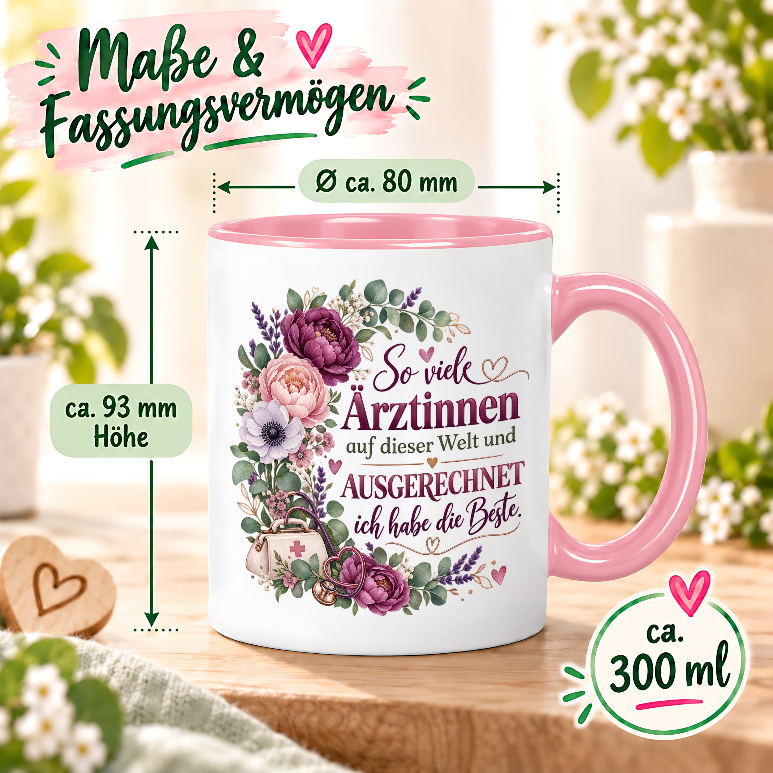 Herzbotschaft Tasse Ärztin Geschenk Danke Beste Ärztin 330 ml