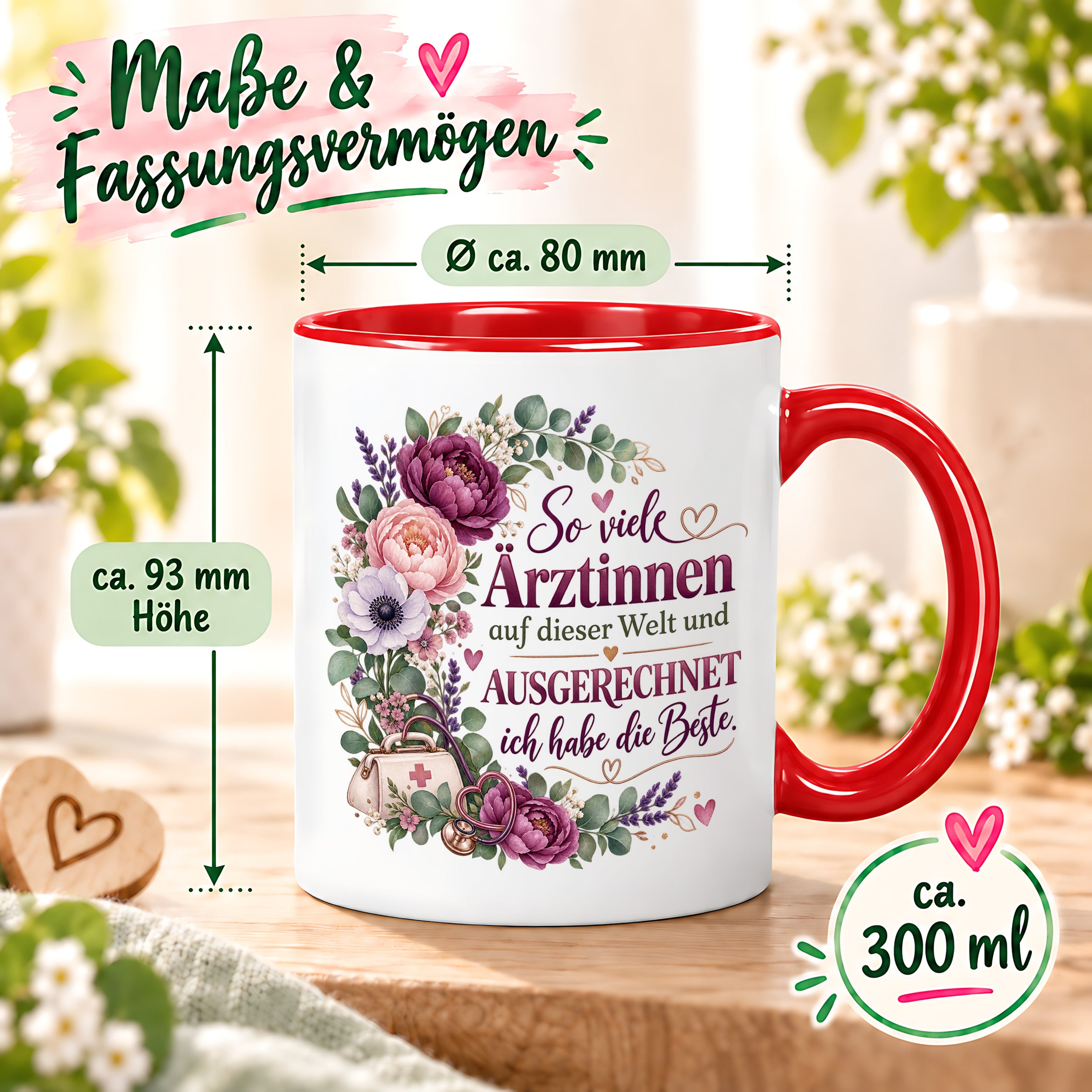 Herzbotschaft Tasse Ärztin Geschenk Danke Beste Ärztin 330 ml