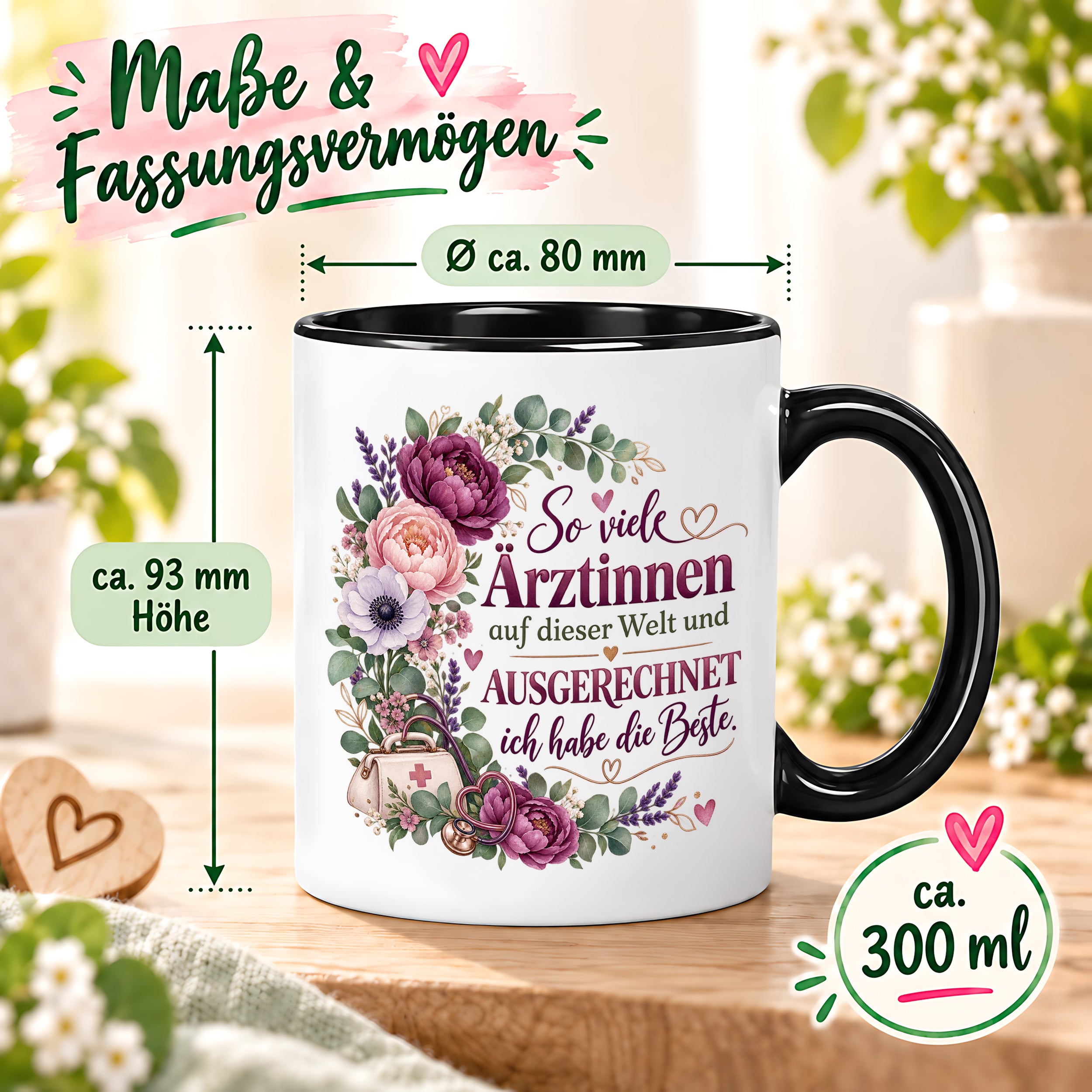 Herzbotschaft Tasse Ärztin Geschenk Danke Beste Ärztin 330 ml