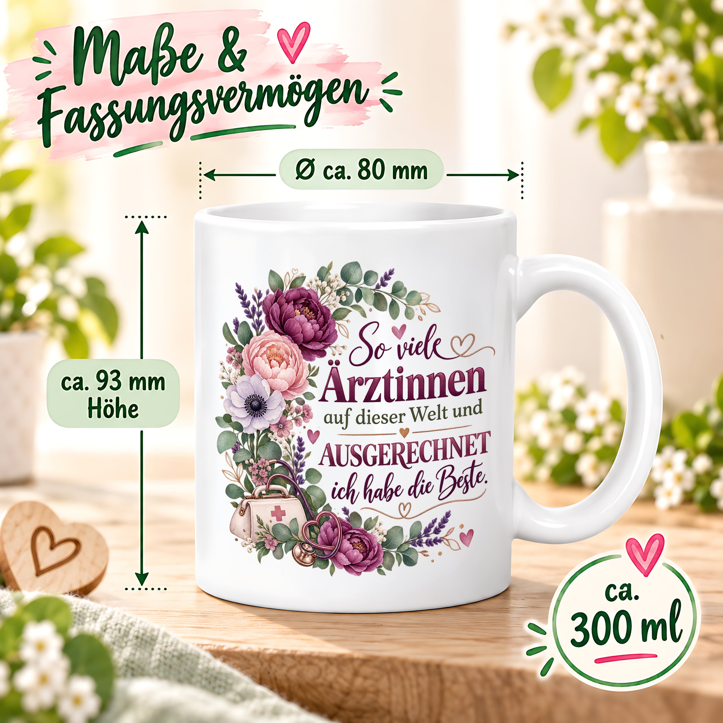 Herzbotschaft Tasse Ärztin Geschenk Danke Beste Ärztin 330 ml