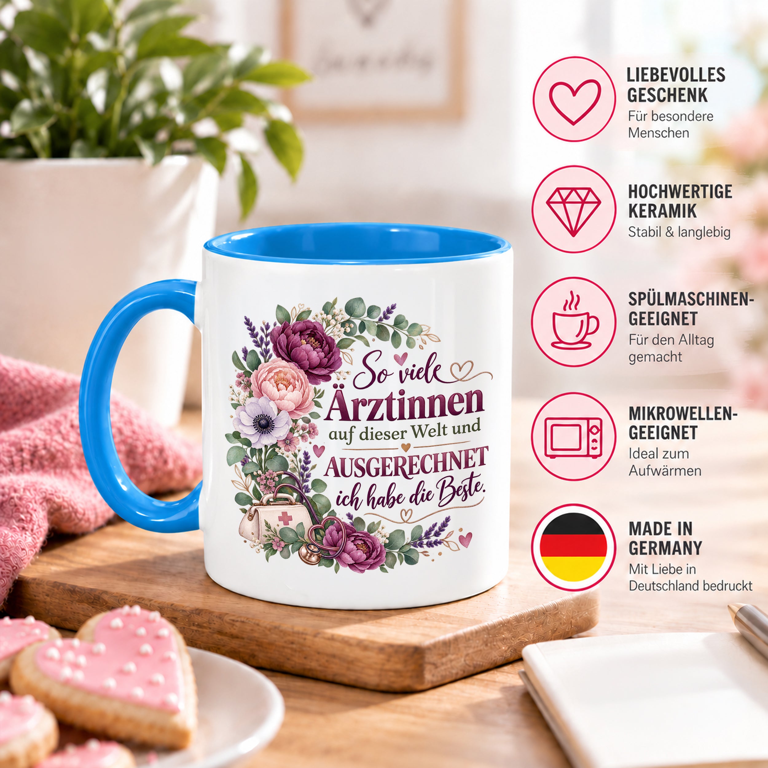 Herzbotschaft Tasse Ärztin Geschenk Danke Beste Ärztin 330 ml