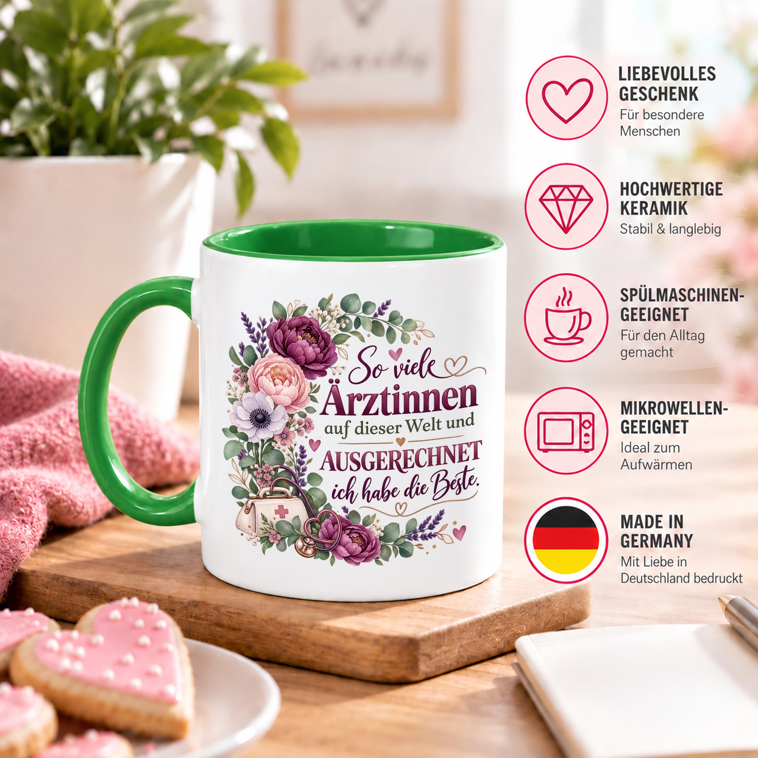 Herzbotschaft Tasse Ärztin Geschenk Danke Beste Ärztin 330 ml