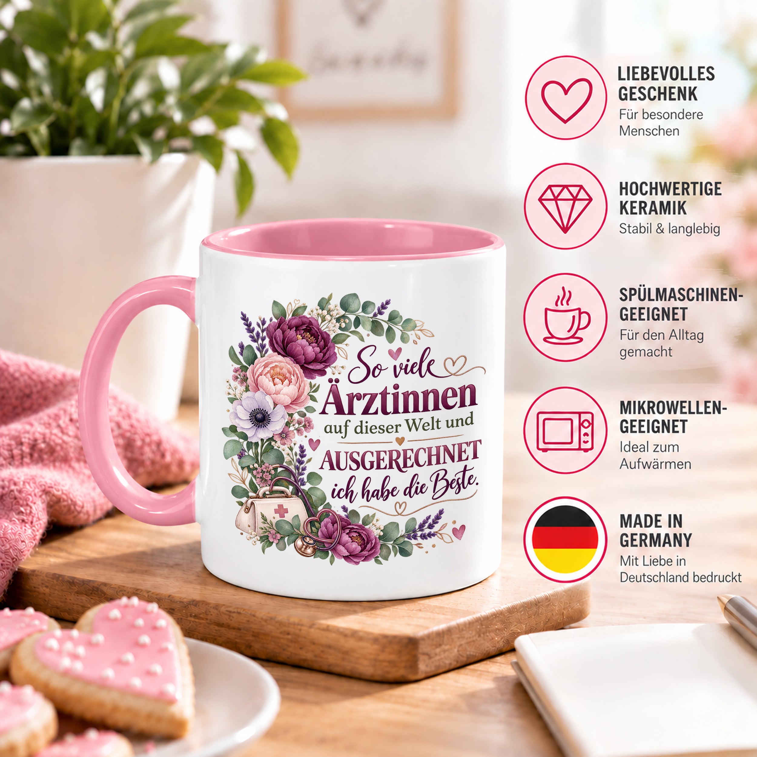 Herzbotschaft Tasse Ärztin Geschenk Danke Beste Ärztin 330 ml