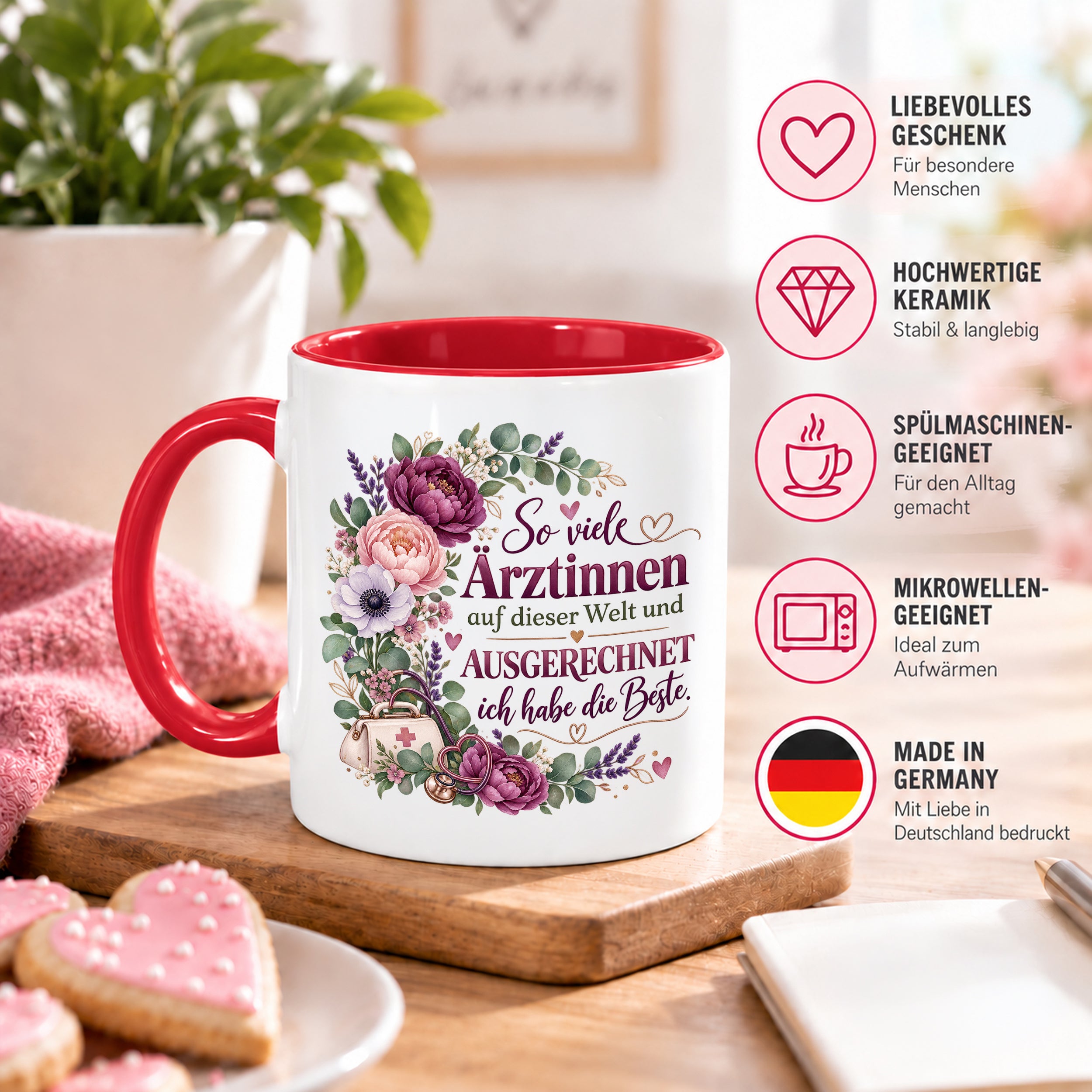 Herzbotschaft Tasse Ärztin Geschenk Danke Beste Ärztin 330 ml