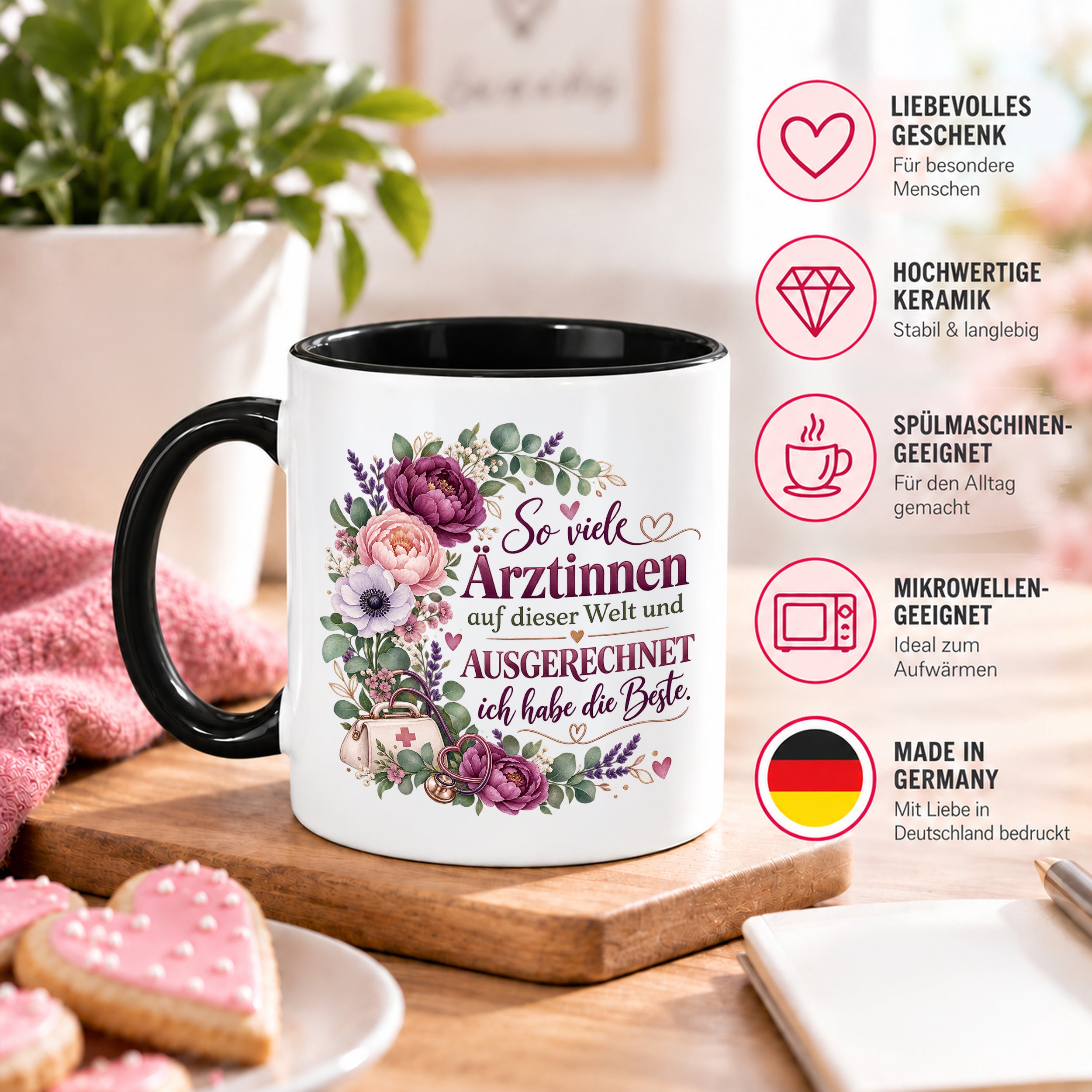 Herzbotschaft Tasse Ärztin Geschenk Danke Beste Ärztin 330 ml