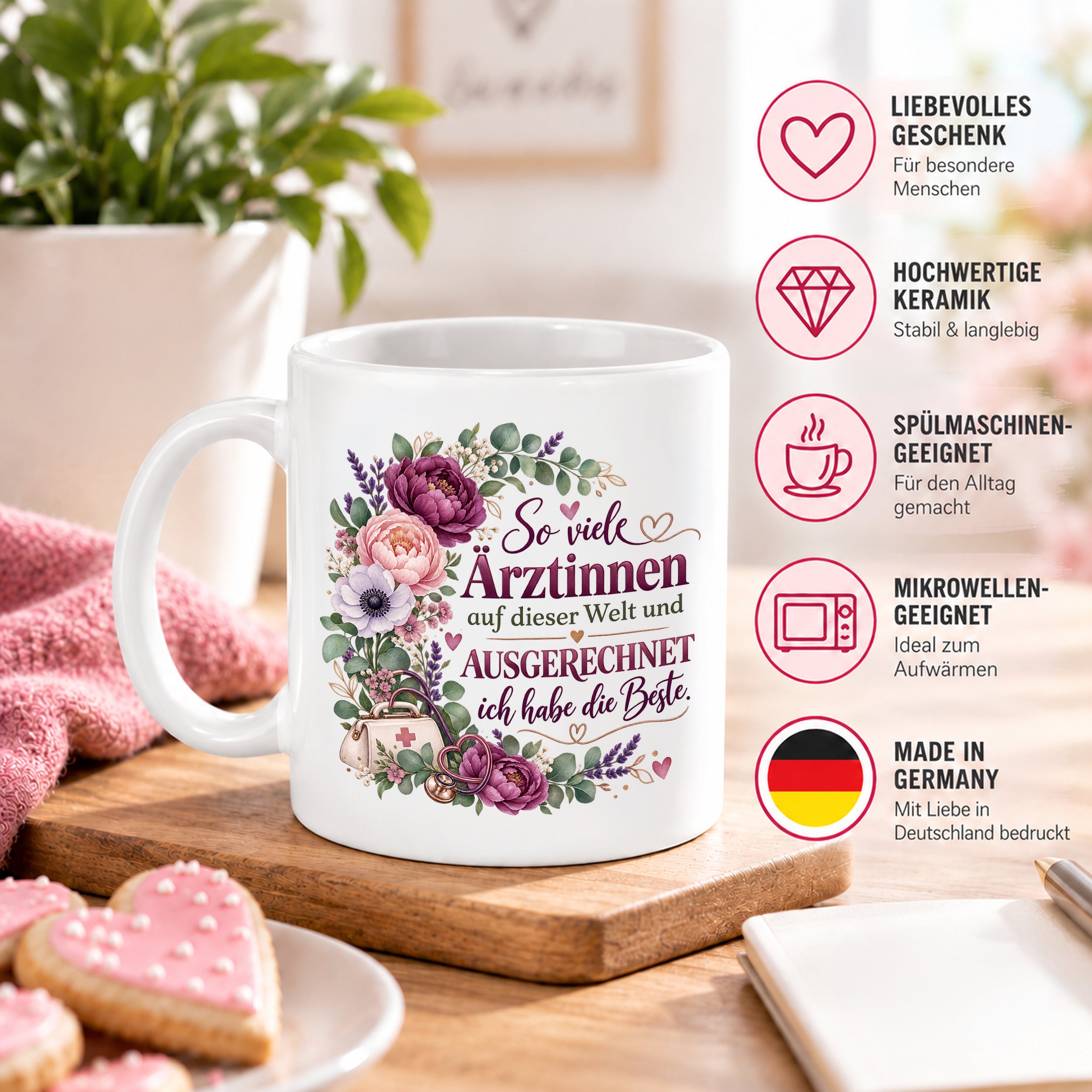 Herzbotschaft Tasse Ärztin Geschenk Danke Beste Ärztin 330 ml