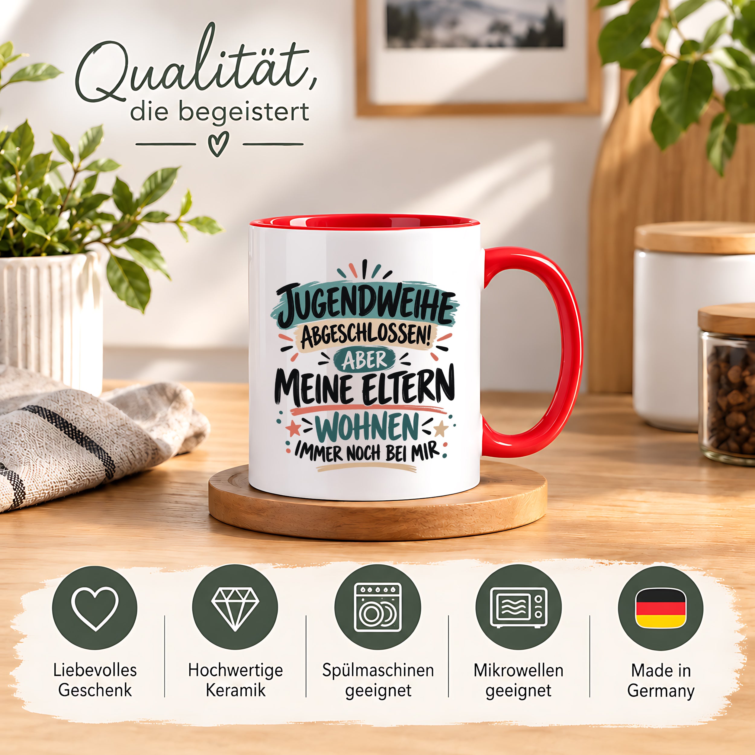 Herzbotschaft Tasse Jugendweihe Geschenk lustig 330 ml