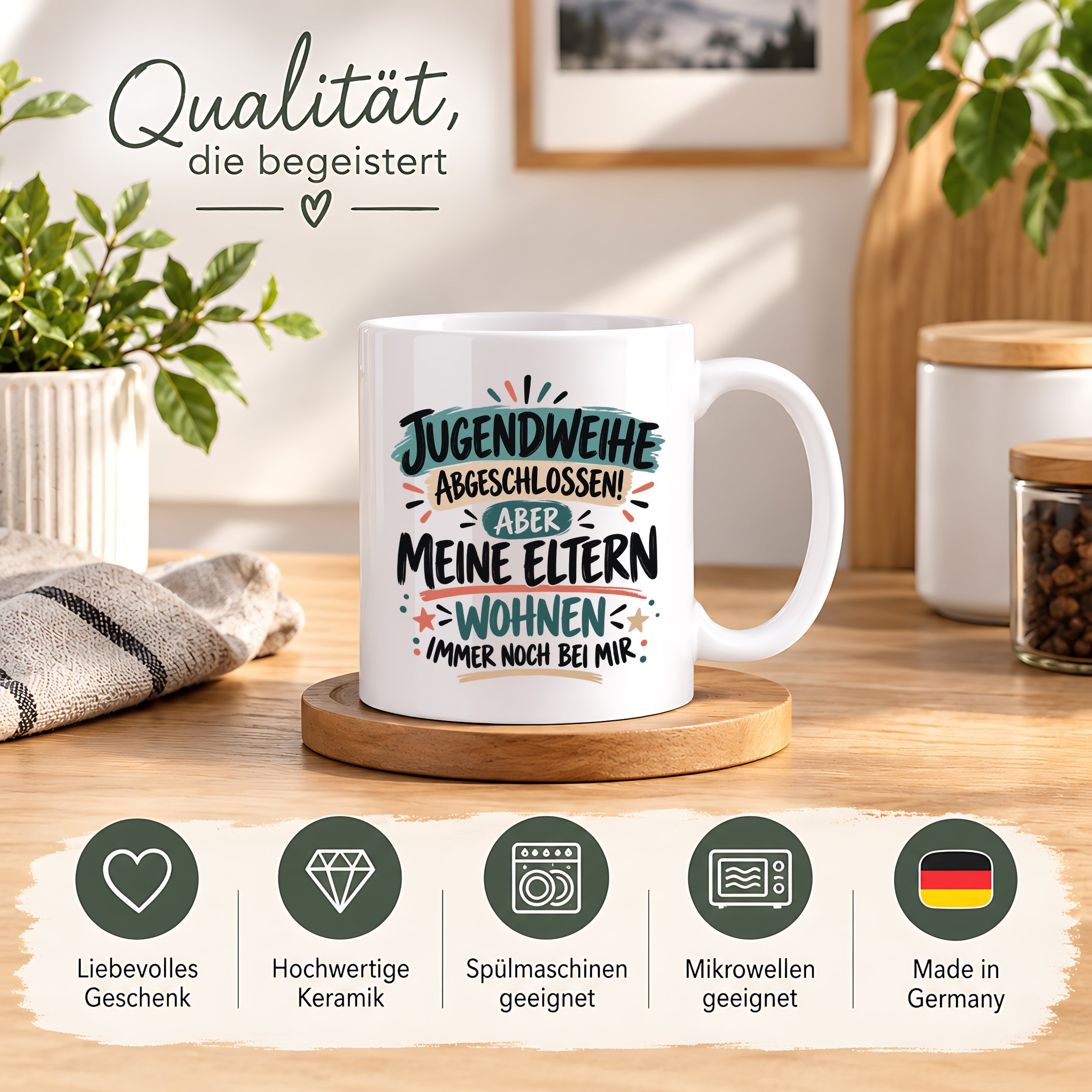 Herzbotschaft Tasse Jugendweihe Geschenk lustig 330 ml