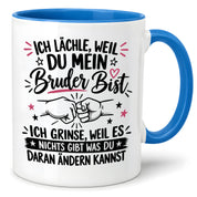 Herzbotschaft Tasse Bruder Geschenk lustiger Spruch Geschwister 330 ml