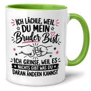 Herzbotschaft Tasse Bruder Geschenk lustiger Spruch Geschwister 330 ml