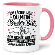 Herzbotschaft Tasse Bruder Geschenk lustiger Spruch Geschwister 330 ml
