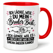 Herzbotschaft Tasse Bruder Geschenk lustiger Spruch Geschwister 330 ml