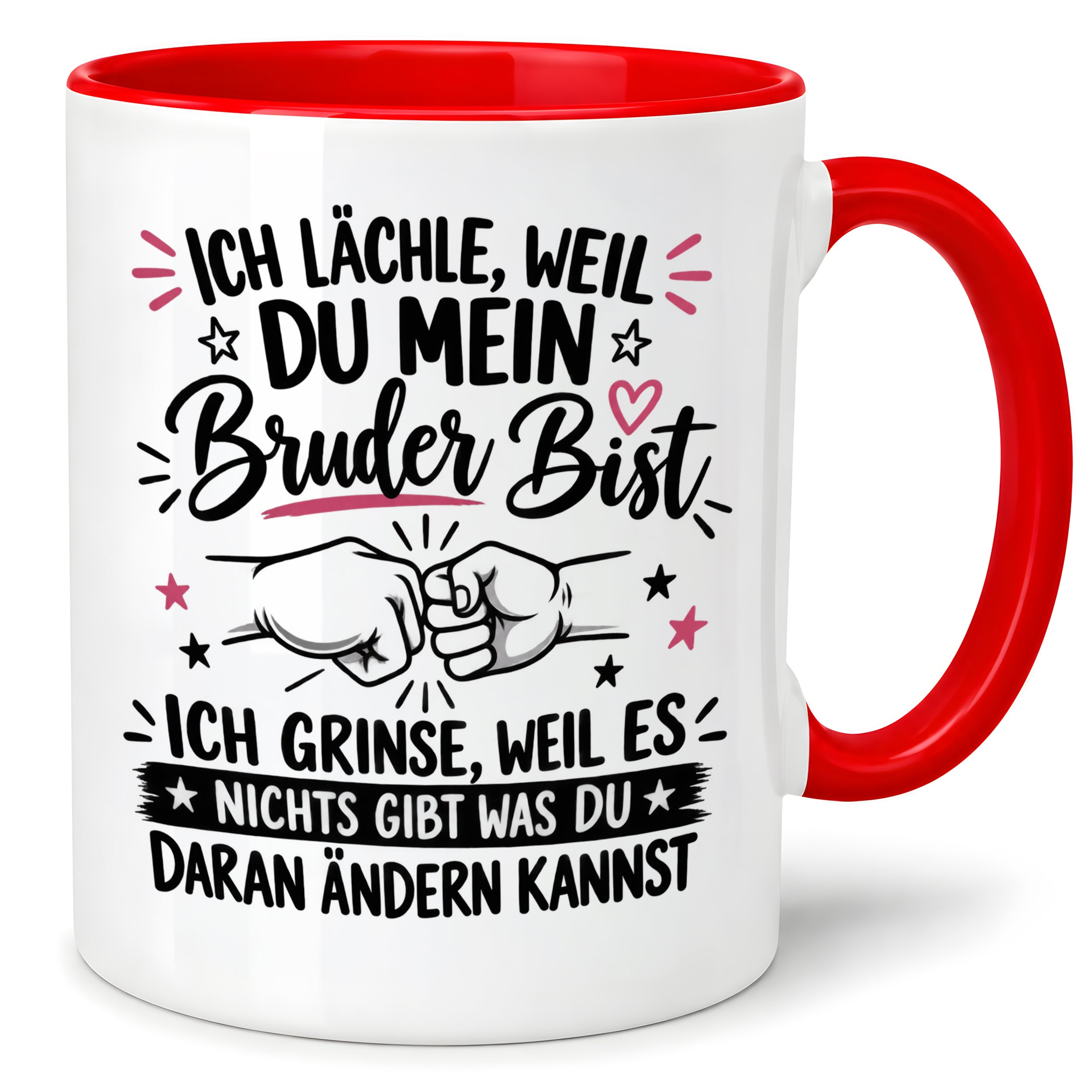 Herzbotschaft Tasse Bruder Geschenk lustiger Spruch Geschwister 330 ml