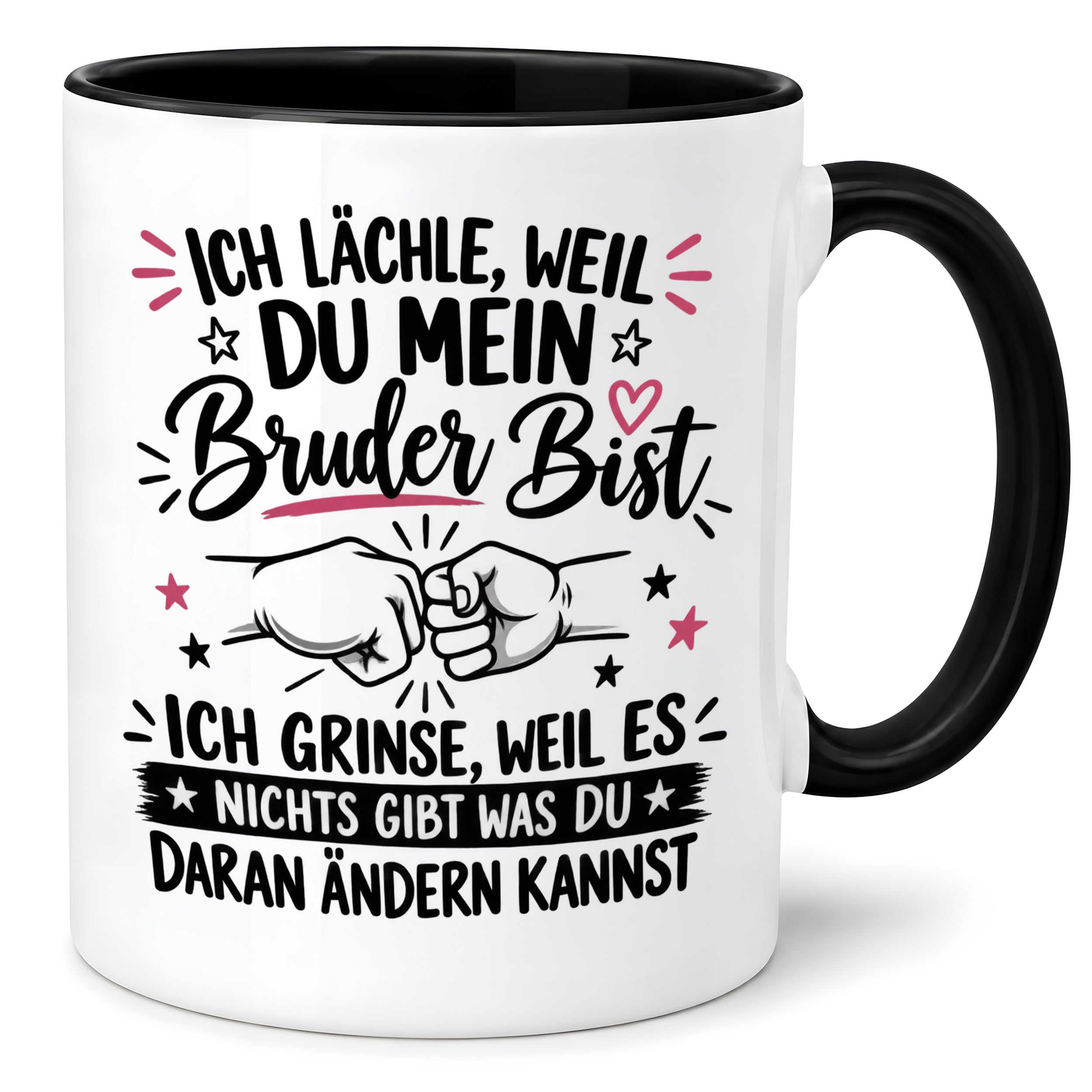 Herzbotschaft Tasse Bruder Geschenk lustiger Spruch Geschwister 330 ml