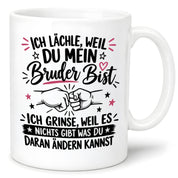 Herzbotschaft Tasse Bruder Geschenk lustiger Spruch Geschwister 330 ml