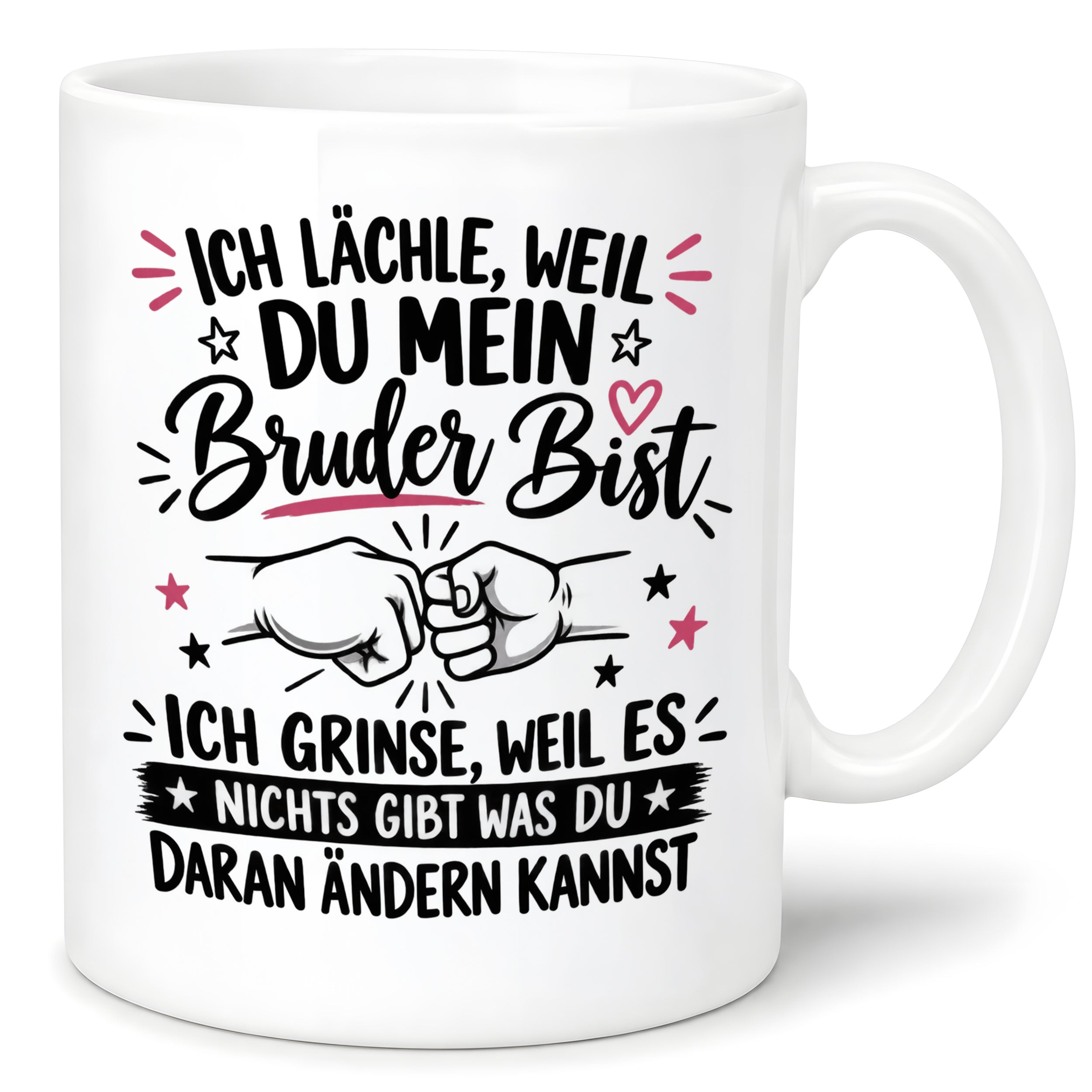 Herzbotschaft Tasse Bruder Geschenk lustiger Spruch Geschwister 330 ml