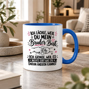 Herzbotschaft Tasse Bruder Geschenk lustiger Spruch Geschwister 330 ml
