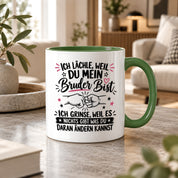 Herzbotschaft Tasse Bruder Geschenk lustiger Spruch Geschwister 330 ml
