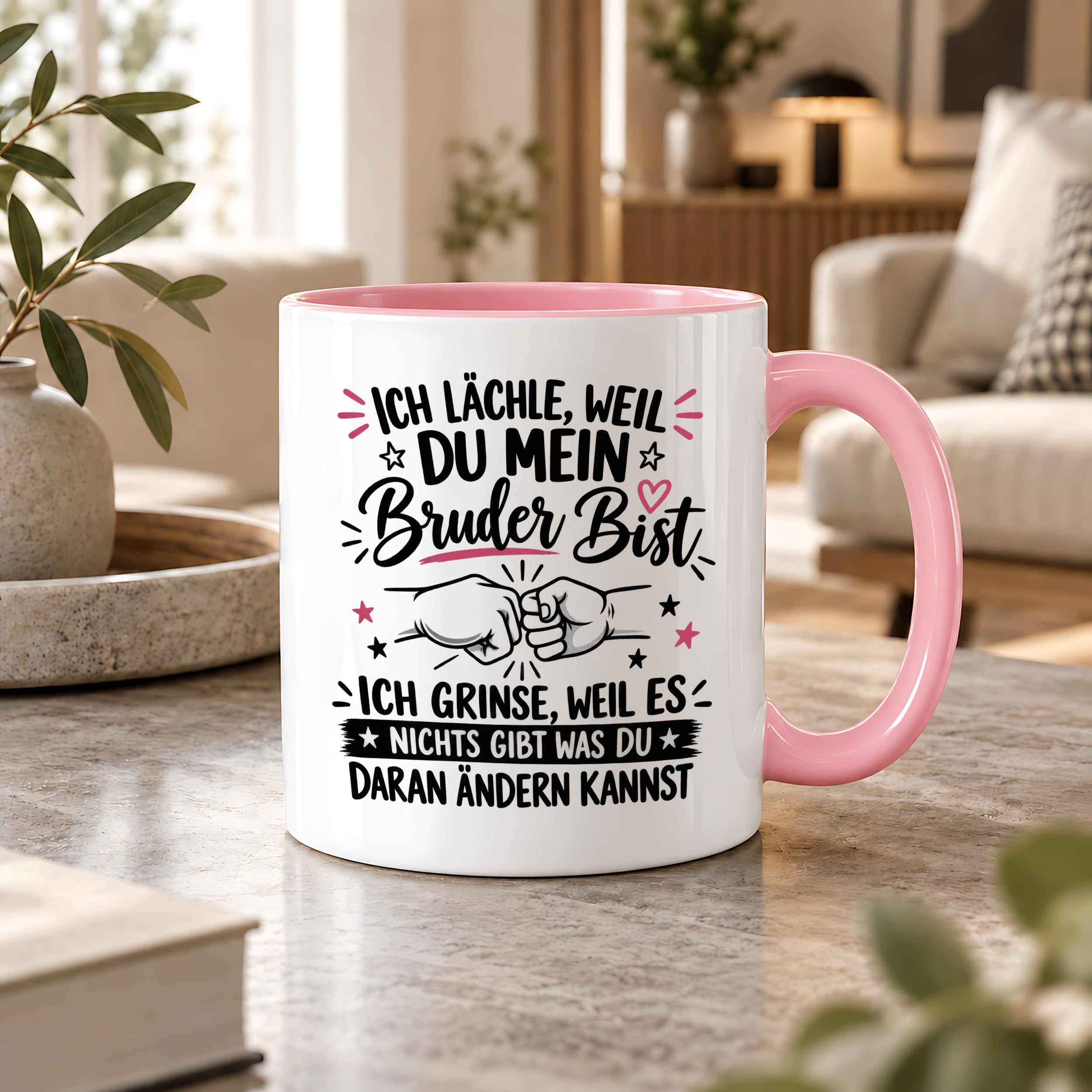Herzbotschaft Tasse Bruder Geschenk lustiger Spruch Geschwister 330 ml