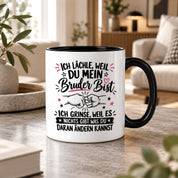 Herzbotschaft Tasse Bruder Geschenk lustiger Spruch Geschwister 330 ml
