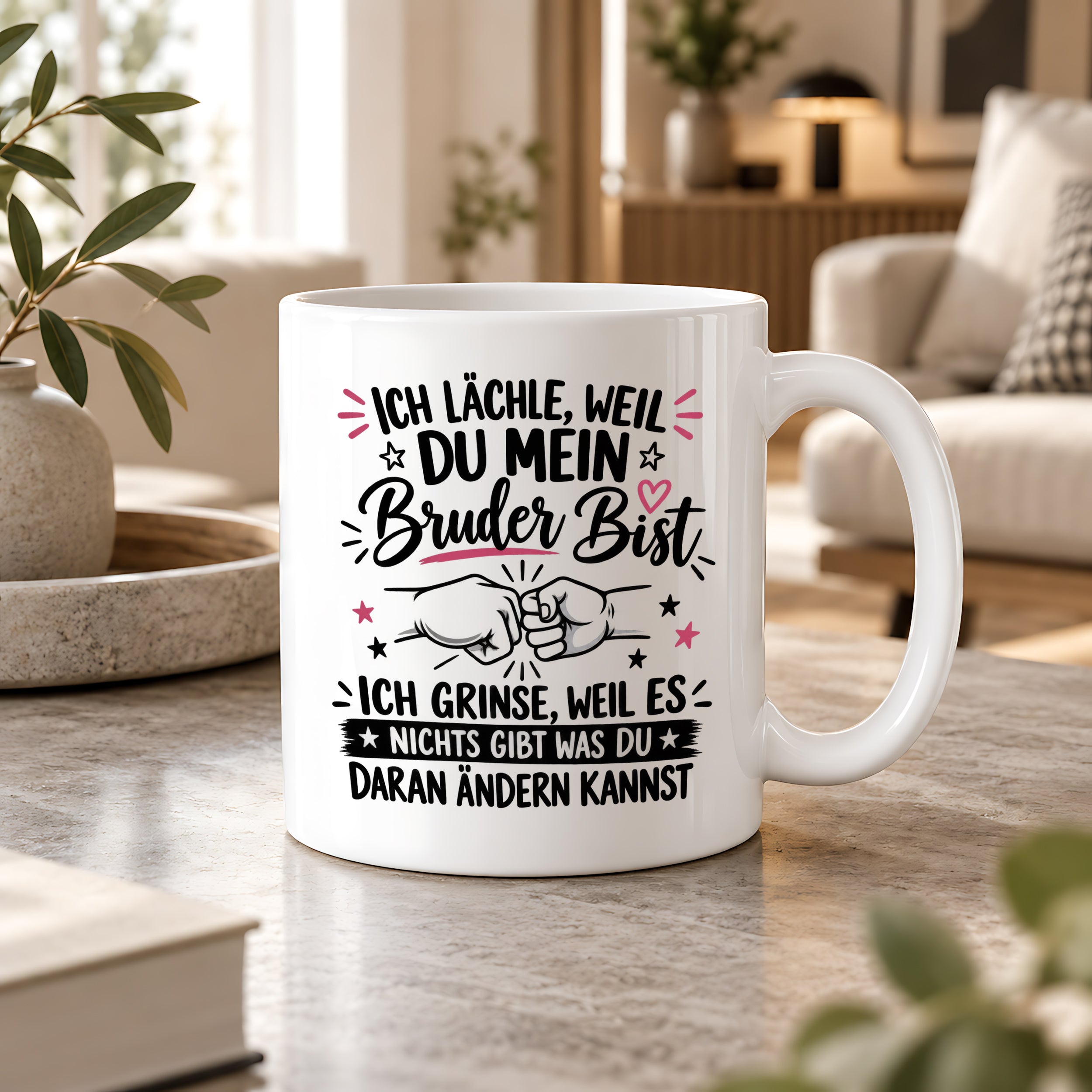 Herzbotschaft Tasse Bruder Geschenk lustiger Spruch Geschwister 330 ml