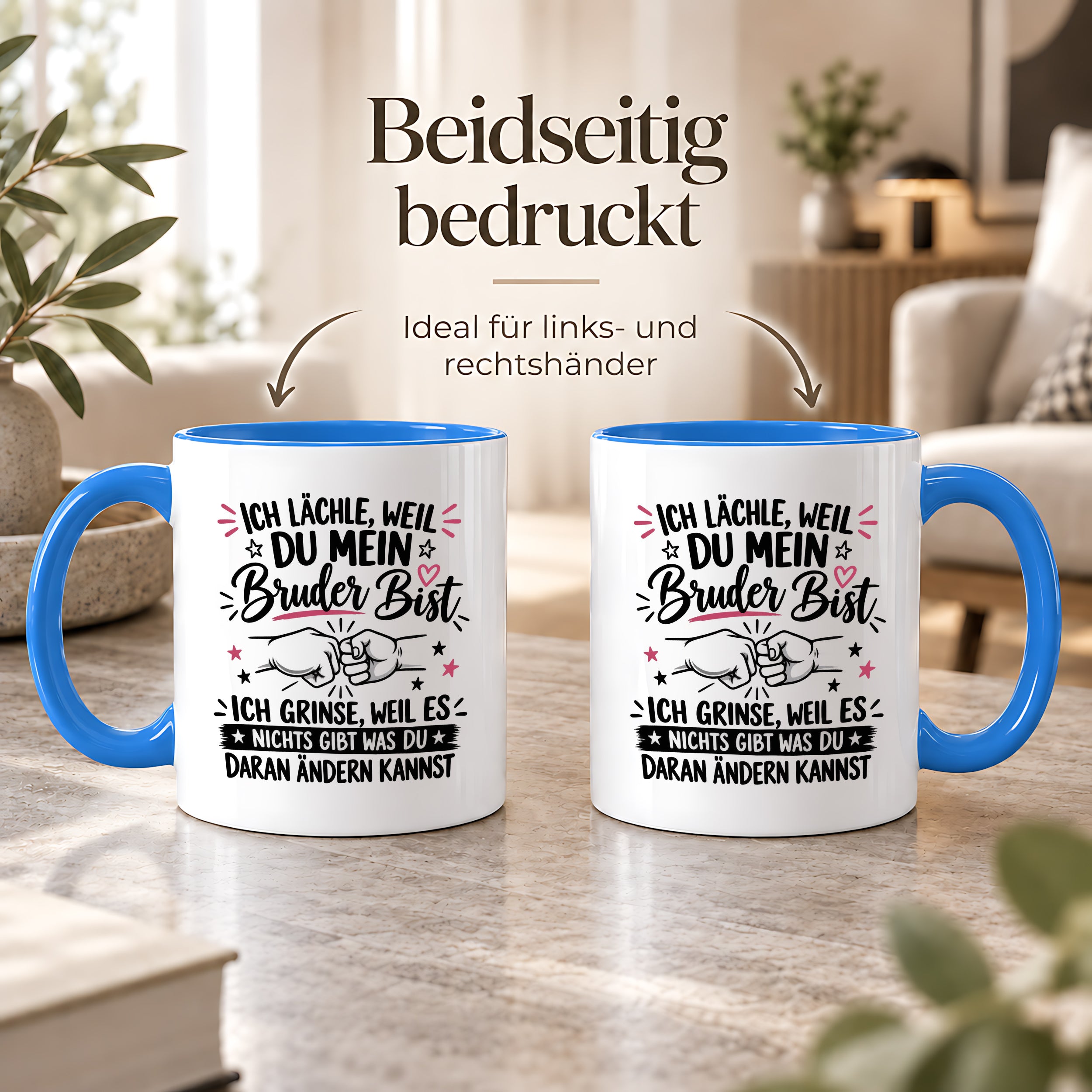 Herzbotschaft Tasse Bruder Geschenk lustiger Spruch Geschwister 330 ml