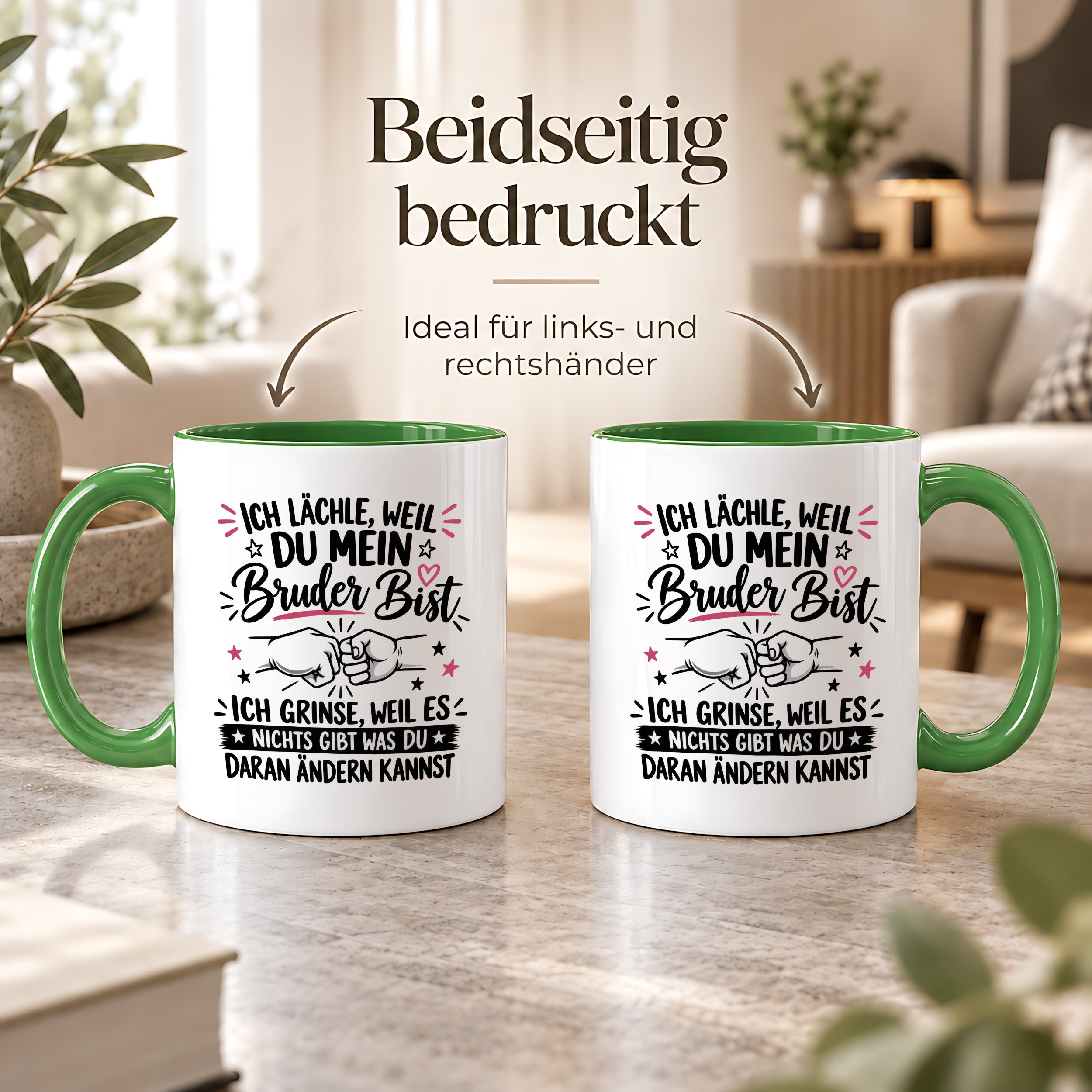 Herzbotschaft Tasse Bruder Geschenk lustiger Spruch Geschwister 330 ml