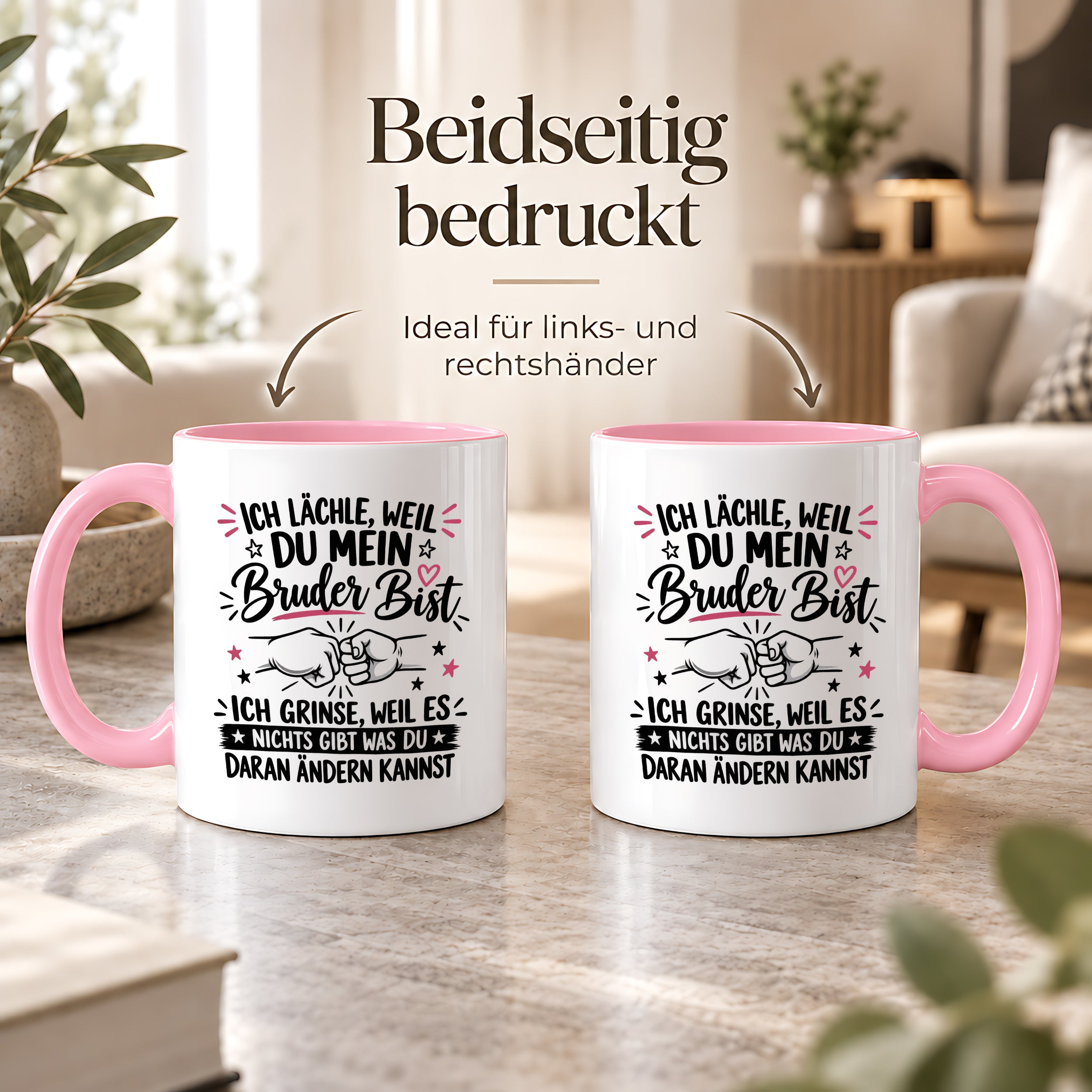 Herzbotschaft Tasse Bruder Geschenk lustiger Spruch Geschwister 330 ml