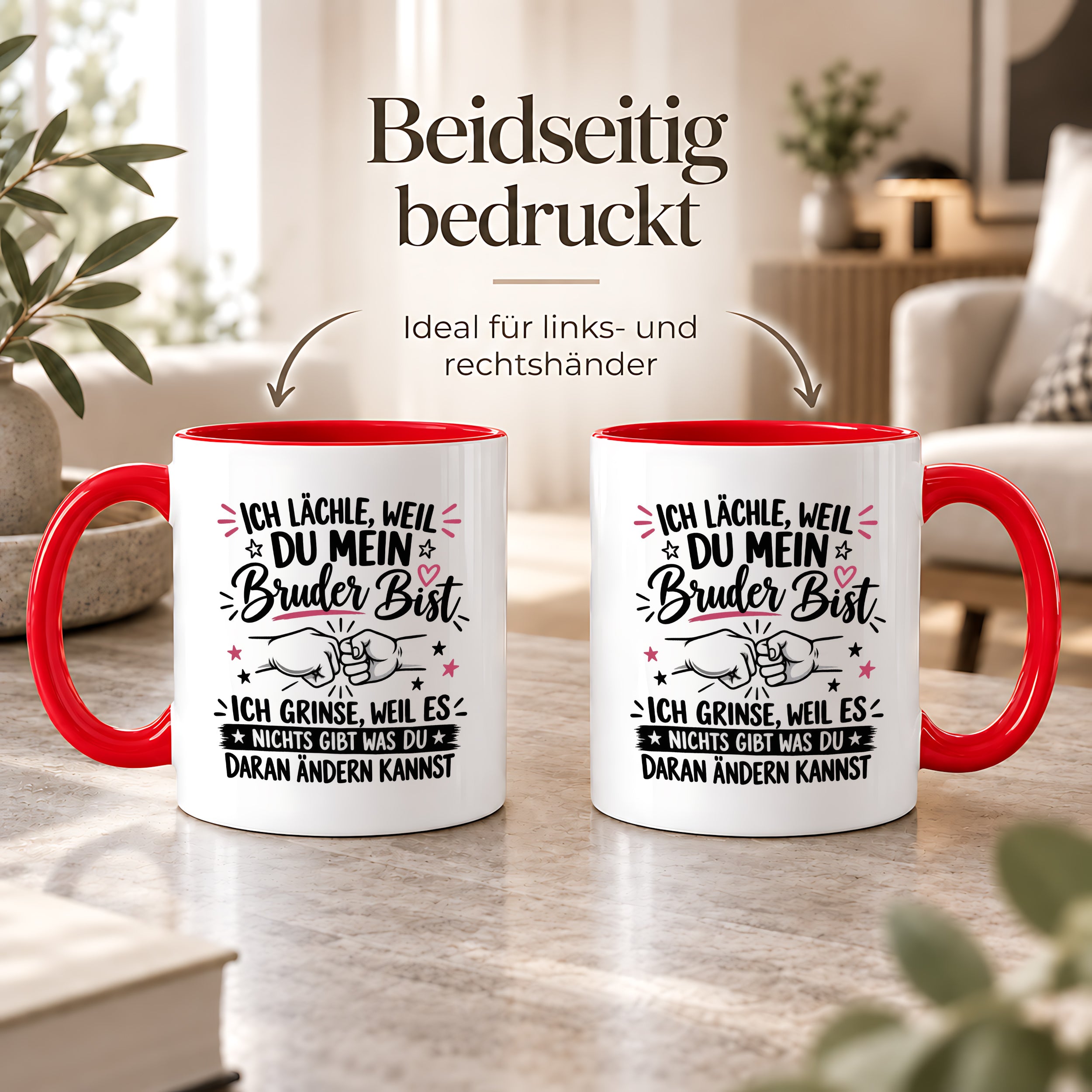 Herzbotschaft Tasse Bruder Geschenk lustiger Spruch Geschwister 330 ml