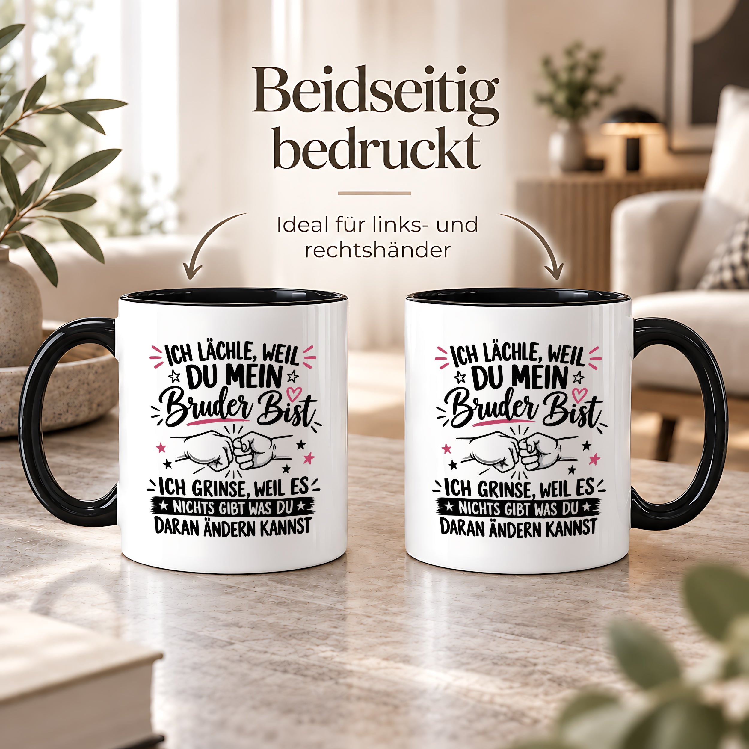 Herzbotschaft Tasse Bruder Geschenk lustiger Spruch Geschwister 330 ml