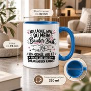 Herzbotschaft Tasse Bruder Geschenk lustiger Spruch Geschwister 330 ml