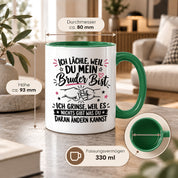 Herzbotschaft Tasse Bruder Geschenk lustiger Spruch Geschwister 330 ml