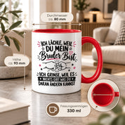 Herzbotschaft Tasse Bruder Geschenk lustiger Spruch Geschwister 330 ml