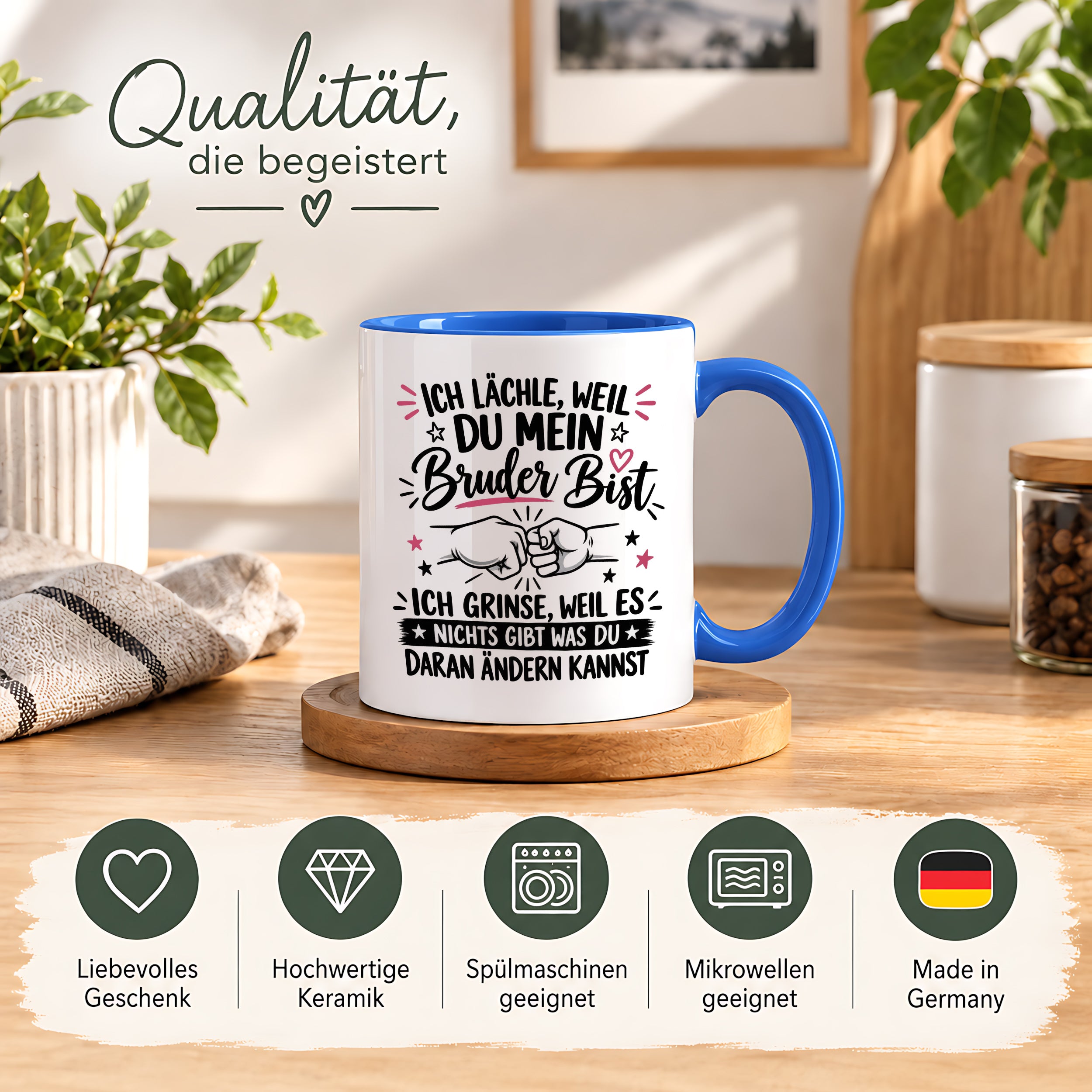 Herzbotschaft Tasse Bruder Geschenk lustiger Spruch Geschwister 330 ml