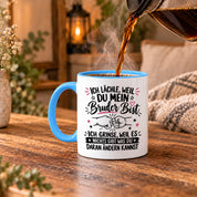 Herzbotschaft Tasse Bruder Geschenk lustiger Spruch Geschwister 330 ml
