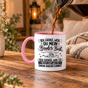 Herzbotschaft Tasse Bruder Geschenk lustiger Spruch Geschwister 330 ml