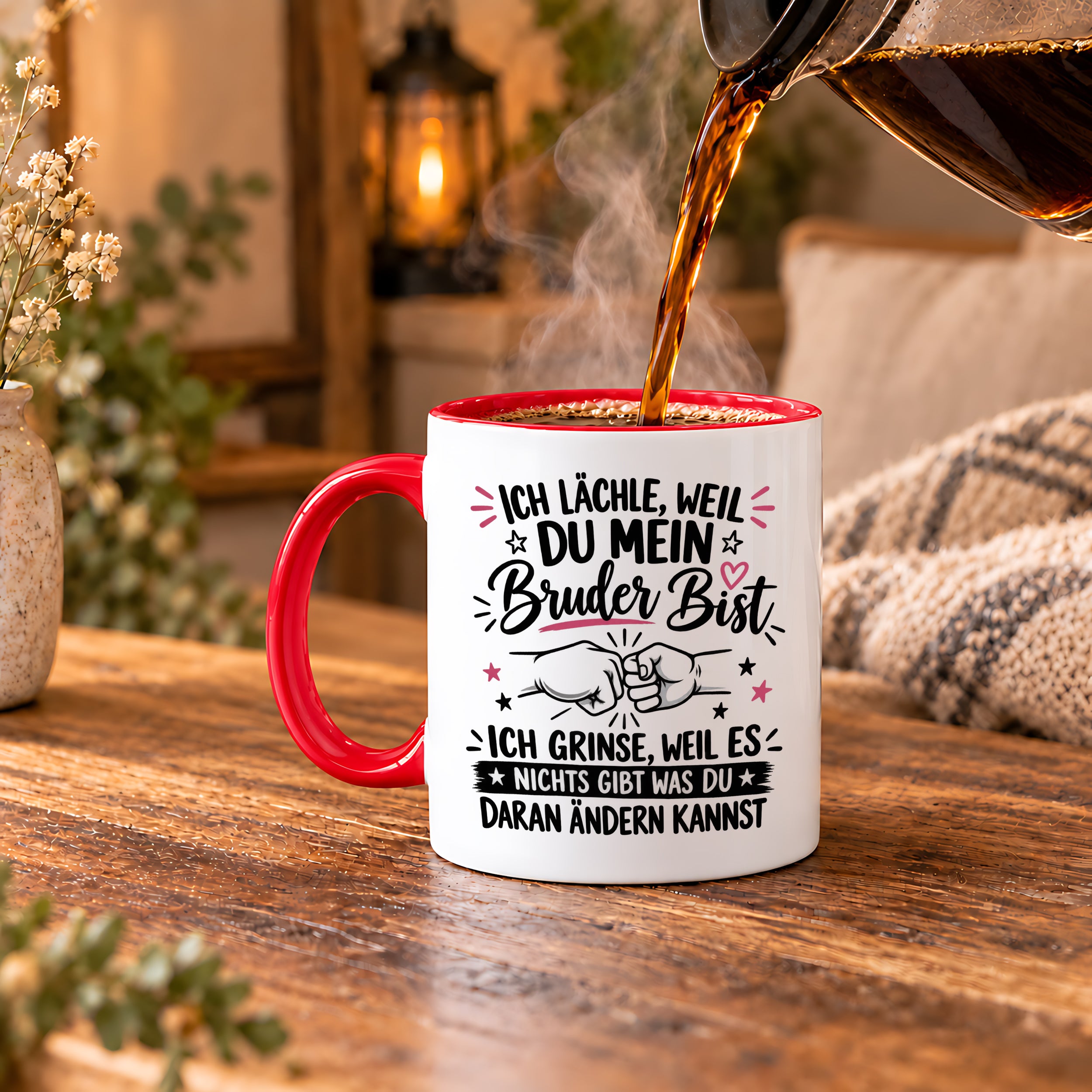 Herzbotschaft Tasse Bruder Geschenk lustiger Spruch Geschwister 330 ml