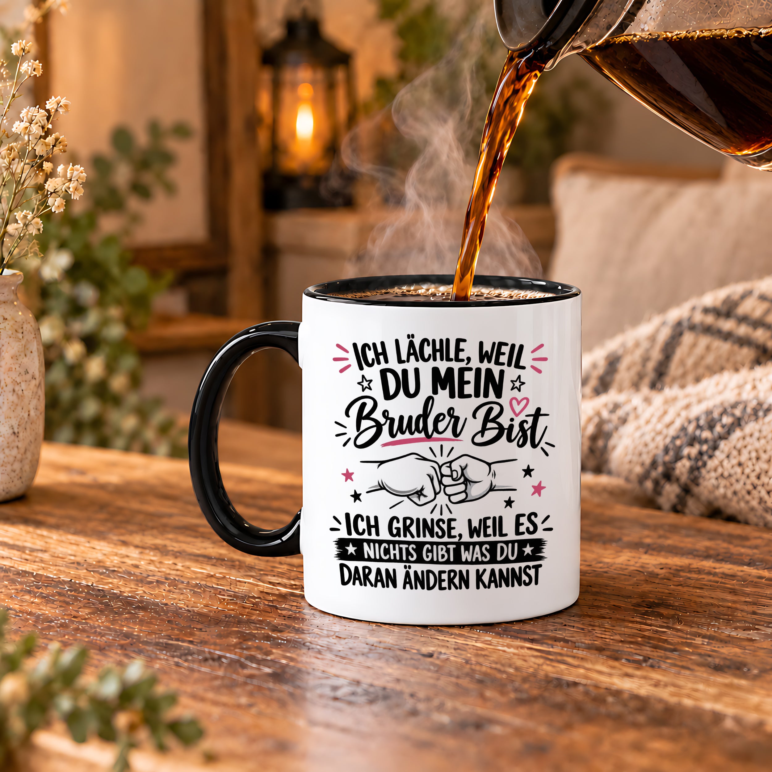 Herzbotschaft Tasse Bruder Geschenk lustiger Spruch Geschwister 330 ml