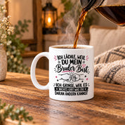 Herzbotschaft Tasse Bruder Geschenk lustiger Spruch Geschwister 330 ml